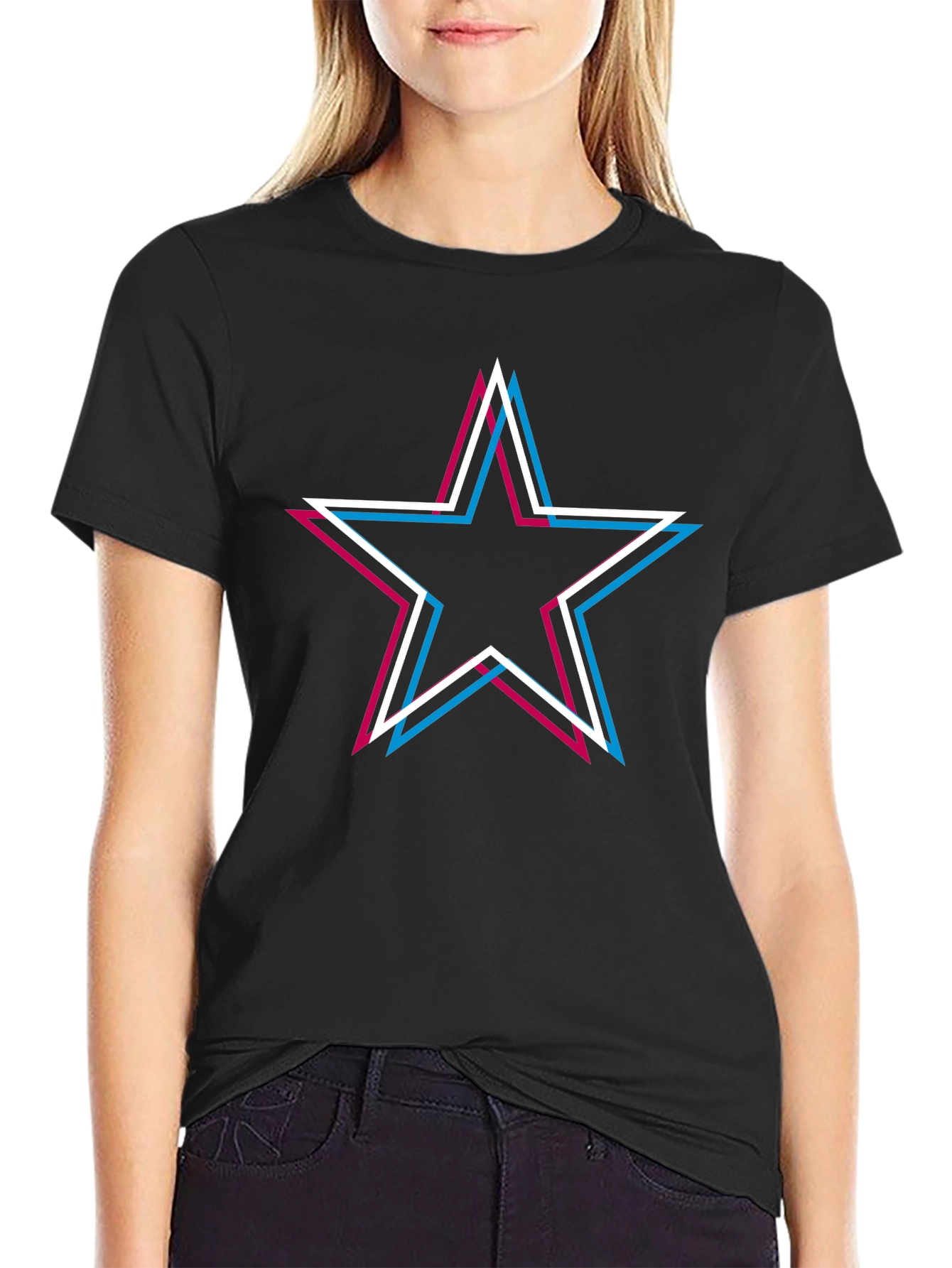Retro Star Graphic Tee - Black Cotton Blend