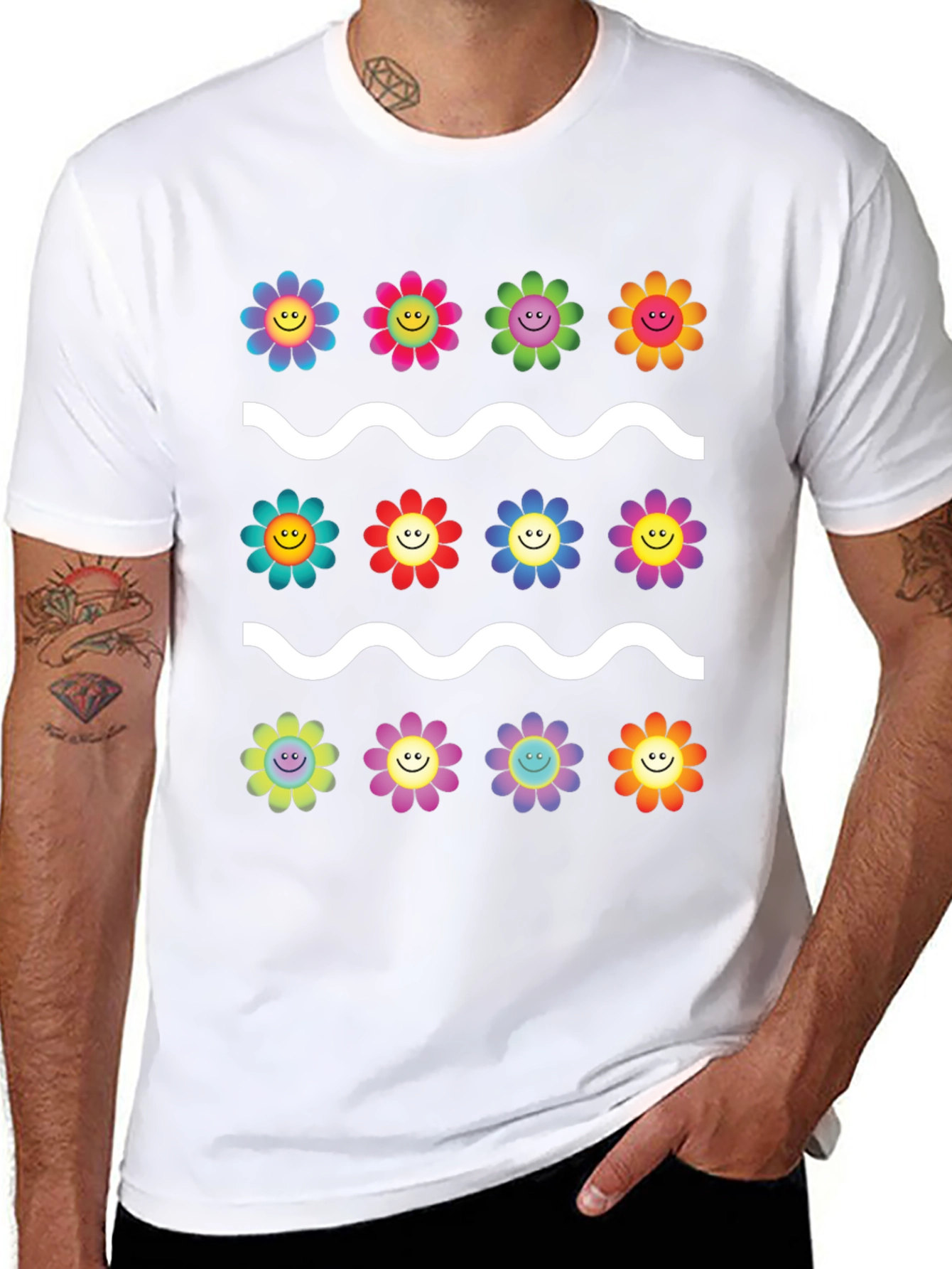 Happy Flower Pattern T-Shirt