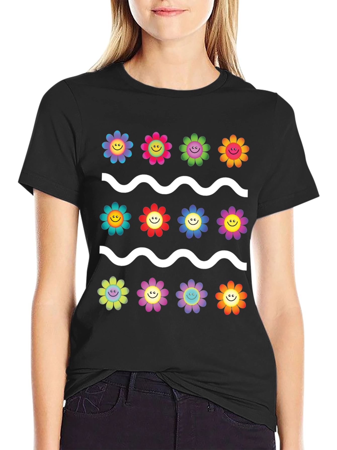 Happy Flower Pattern T-Shirt