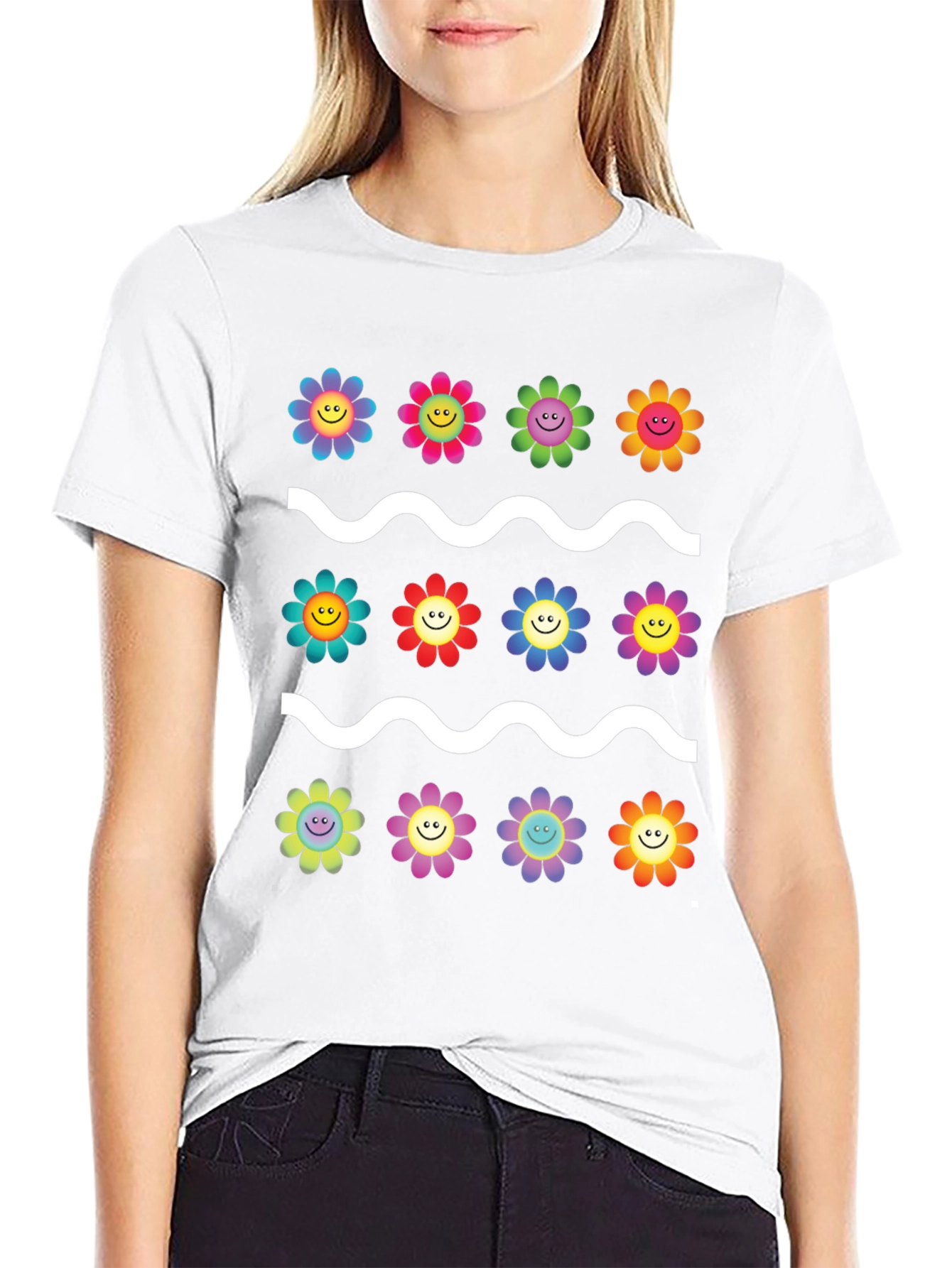Happy Flower Pattern T-Shirt