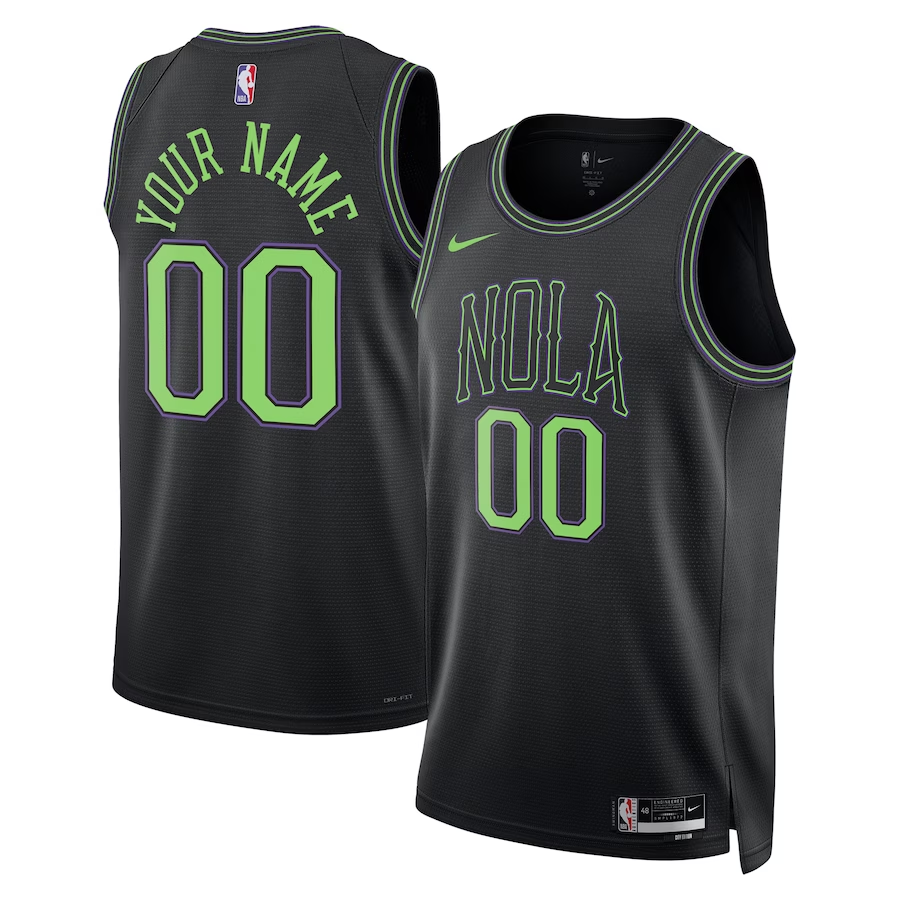 Men's New Orleans Pelicans Black 2023/24 Custom Swingman Jerseys - City Edition