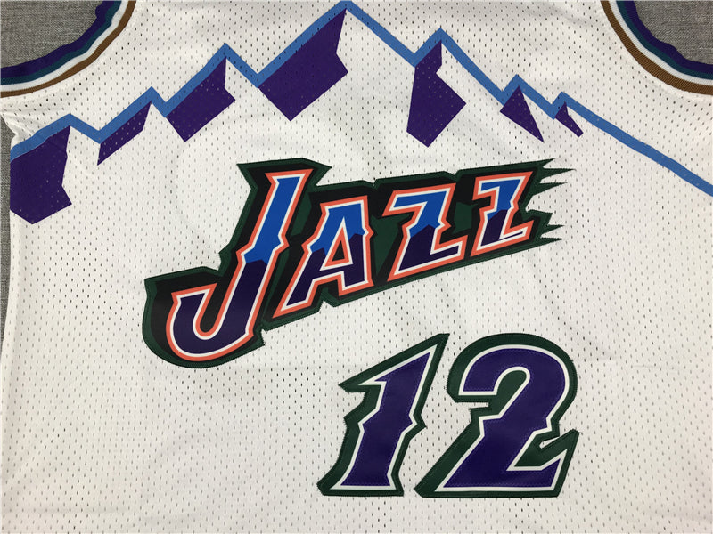 Men's Utah Jazz John Stockton White 1996-97 Hardwood Classics Swingman Jerseys