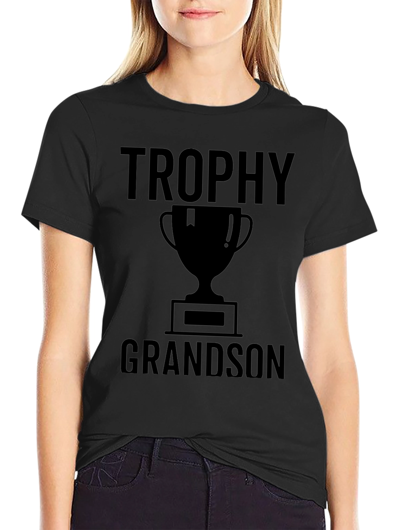 Trophy Grandson Black Graphic Tee