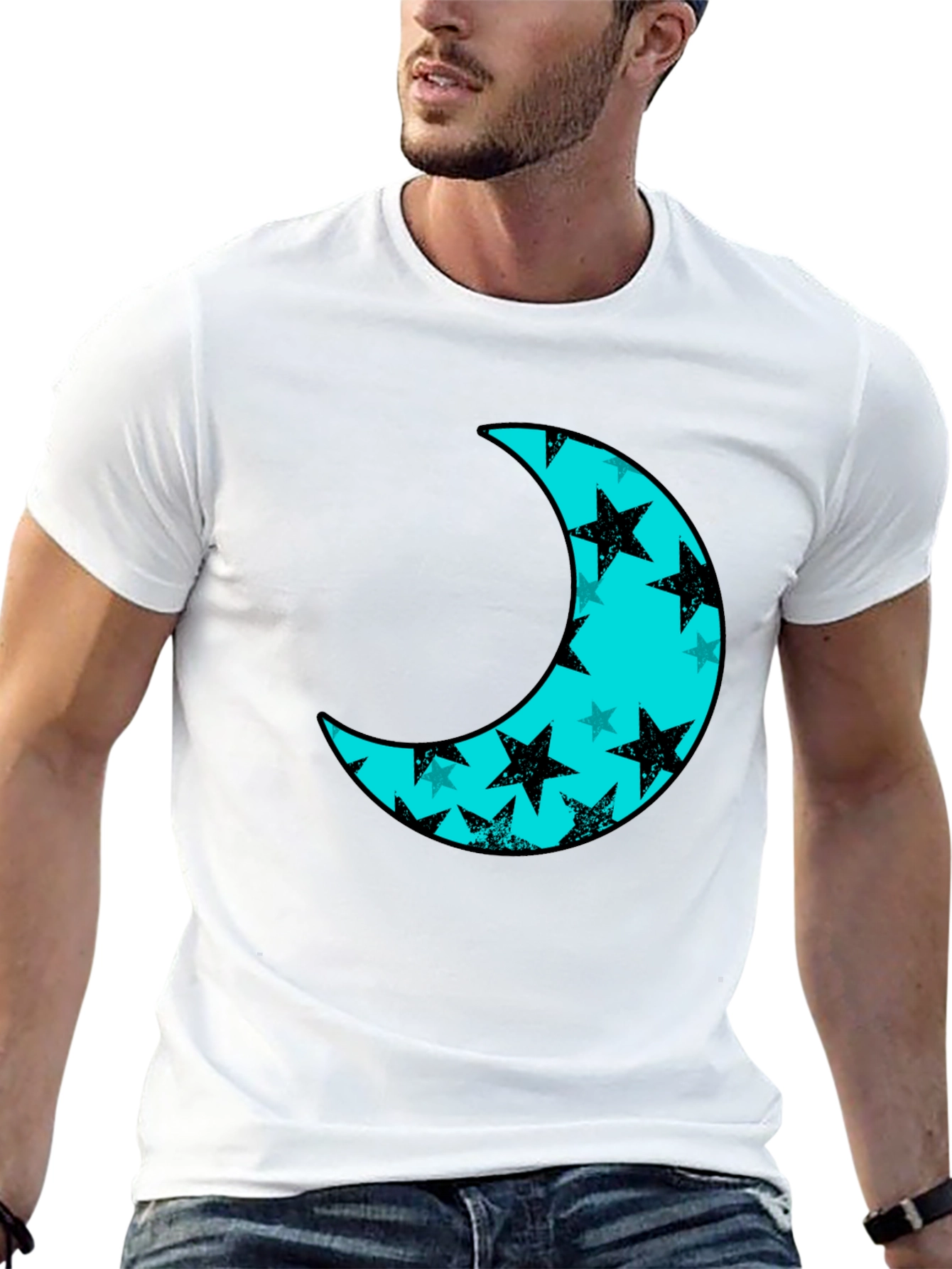 Moon & Stars Black Tee - Celestial Style