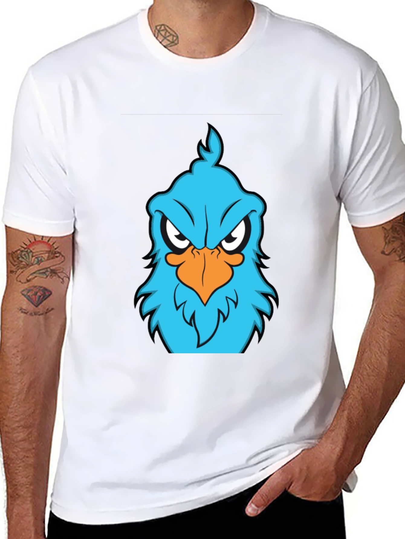 Angry Blue Bird Graphic T-Shirt