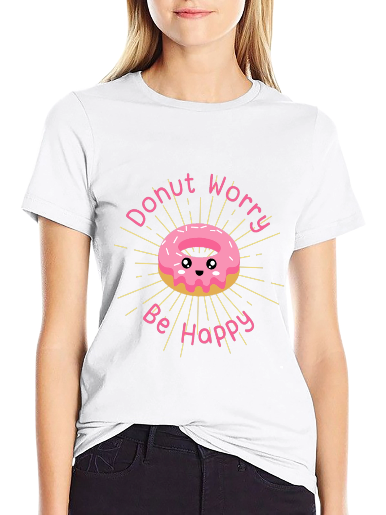 Donut Worry Be Happy Graphic T-Shirt