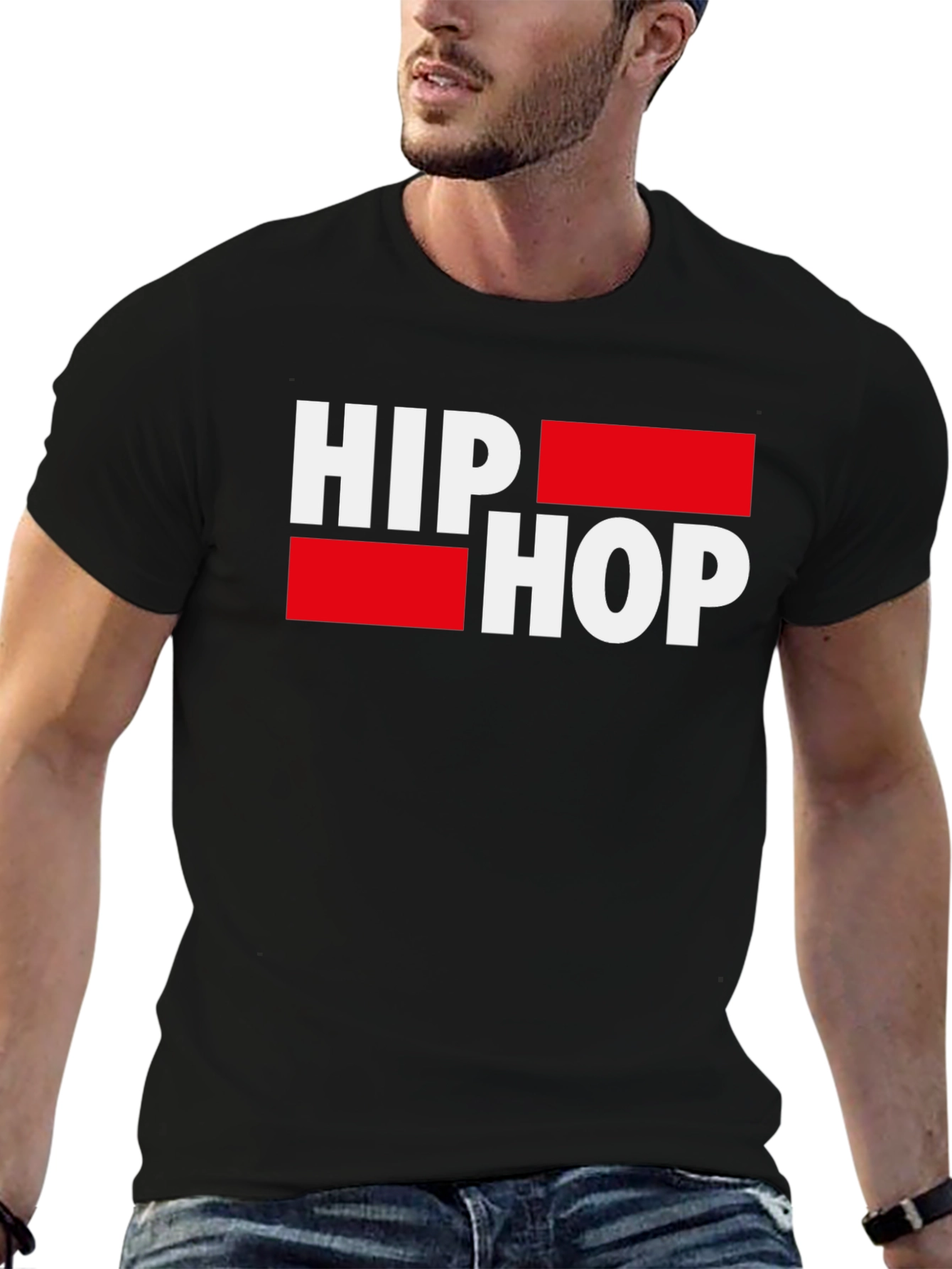 Hip Hop Graphic Tee - Stylish Mens Black T-Shirt