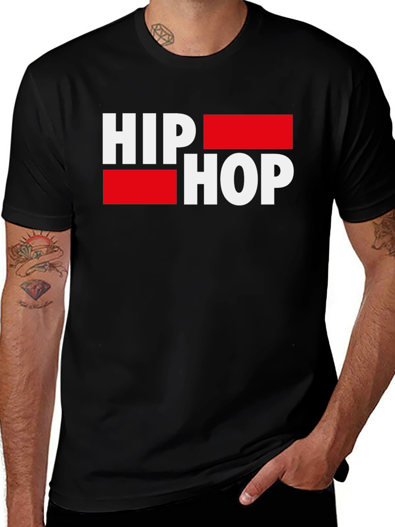 Hip Hop Graphic Tee - Stylish Mens Black T-Shirt