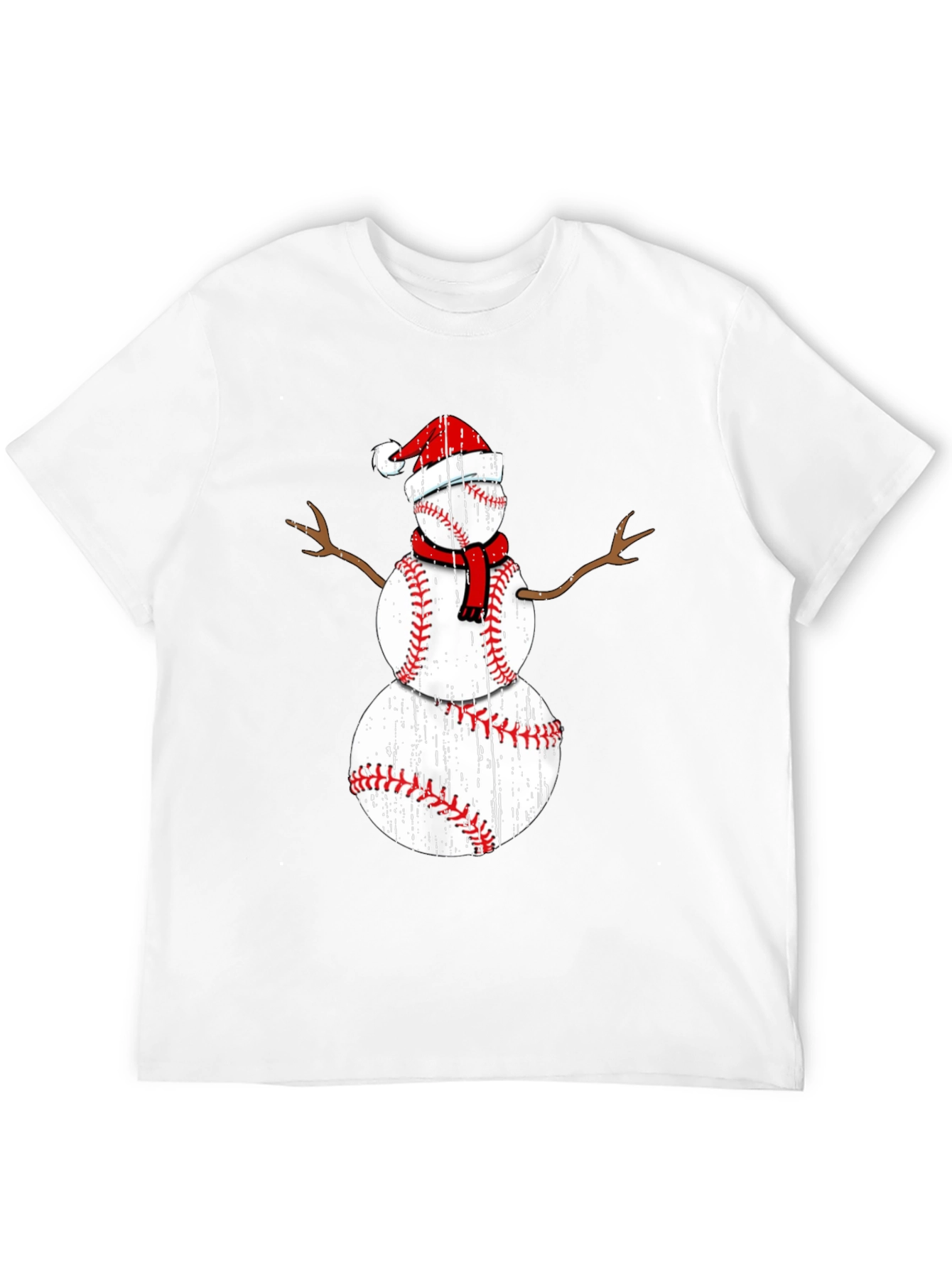 Baseball Snowman Christmas T-Shirt