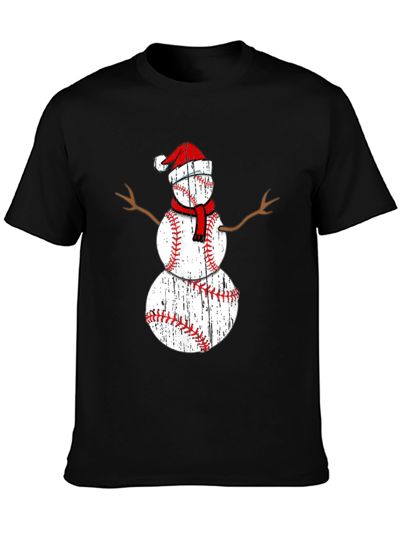 Baseball Snowman Christmas T-Shirt