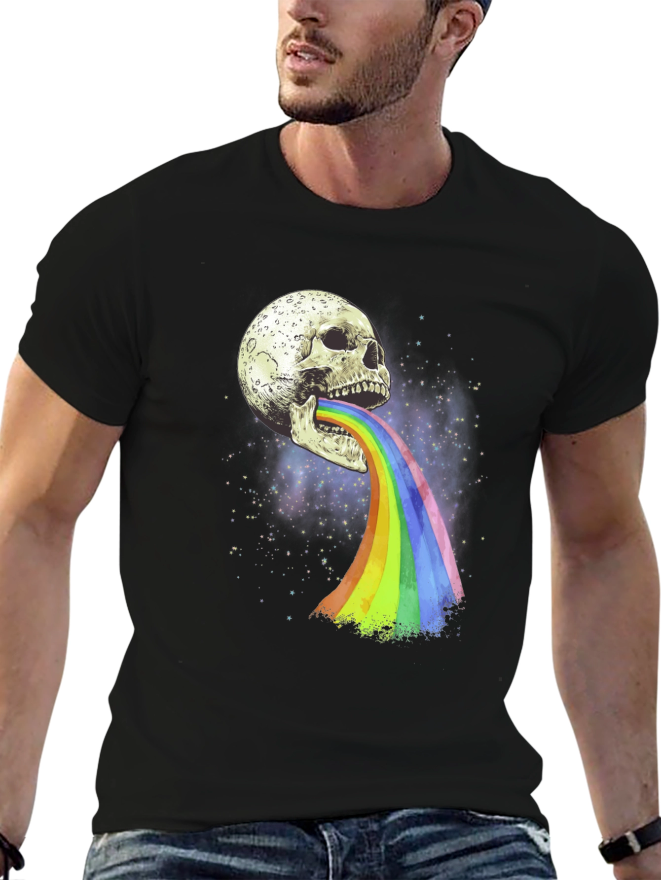 Skull & Rainbow Graphic Print Tee
