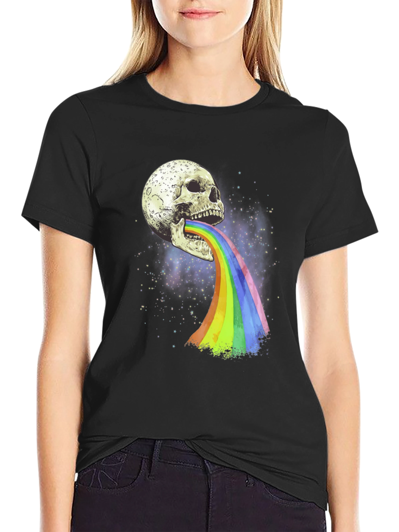 Skull & Rainbow Graphic Print Tee