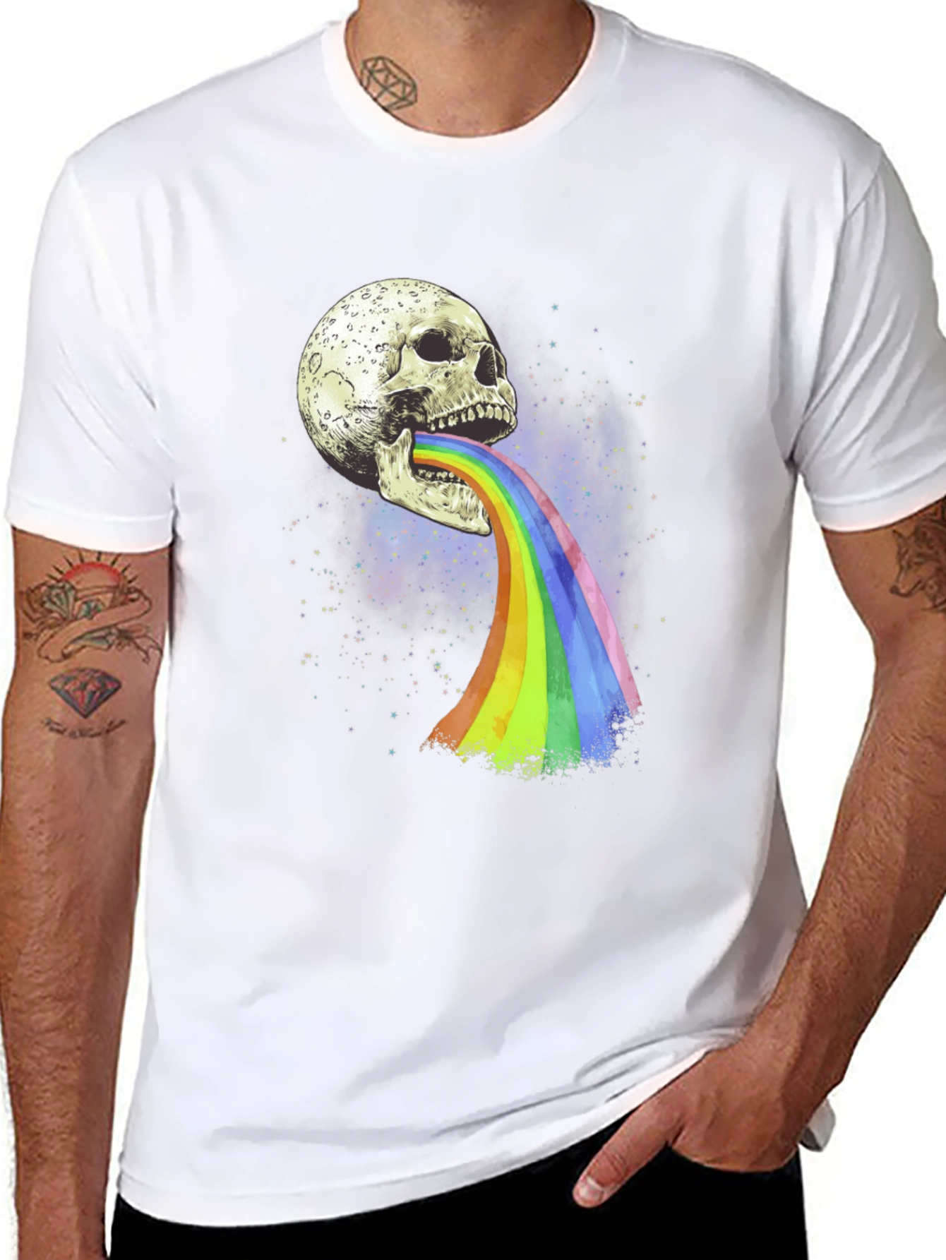 Skull & Rainbow Graphic Print Tee