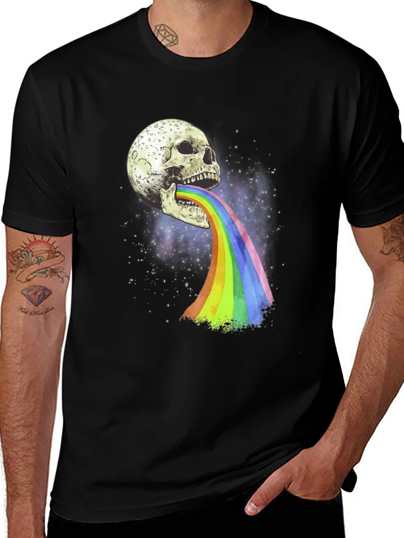Skull & Rainbow Graphic Print Tee