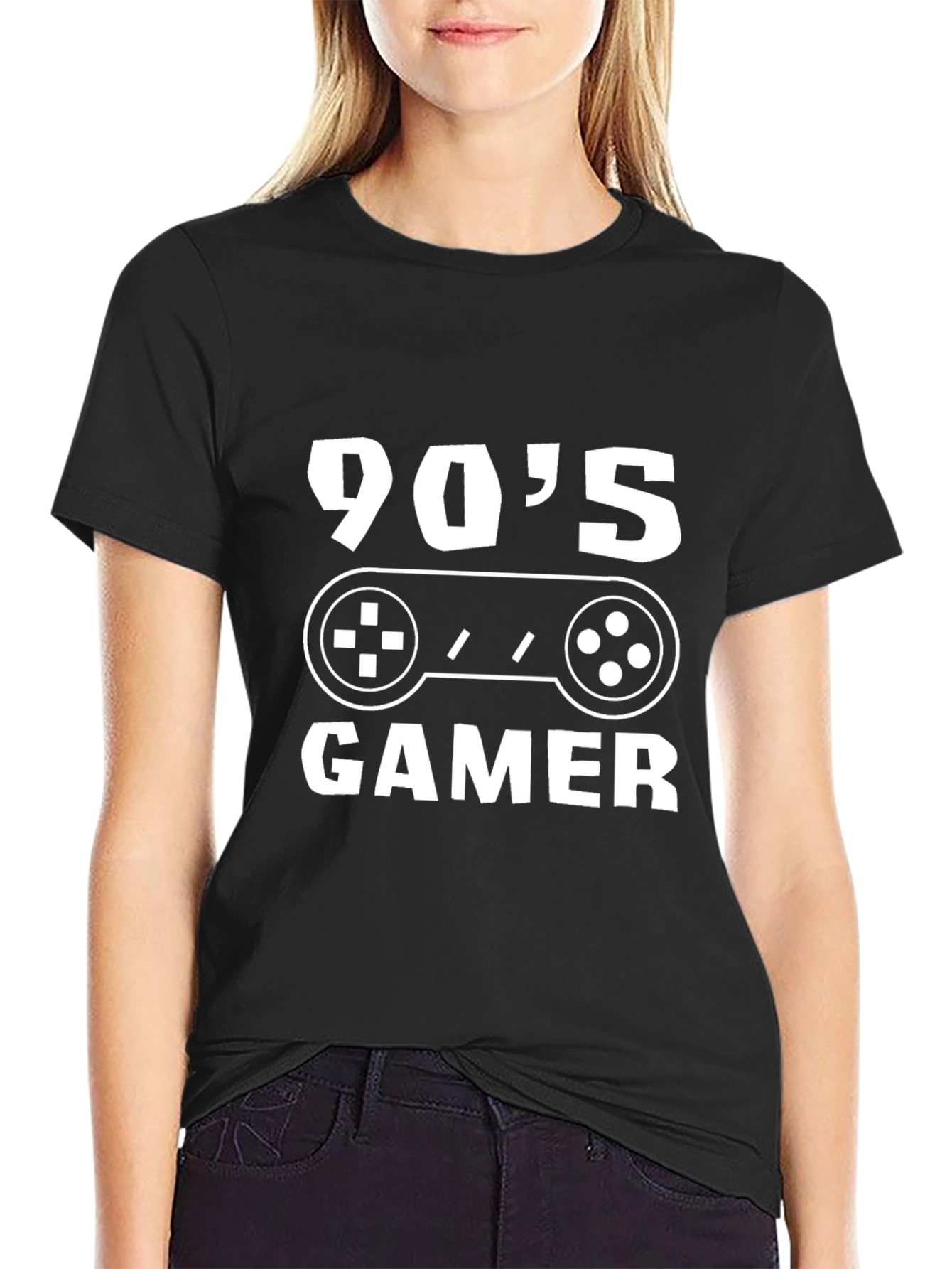90s Gamer Black T-Shirt - Retro Gaming Style