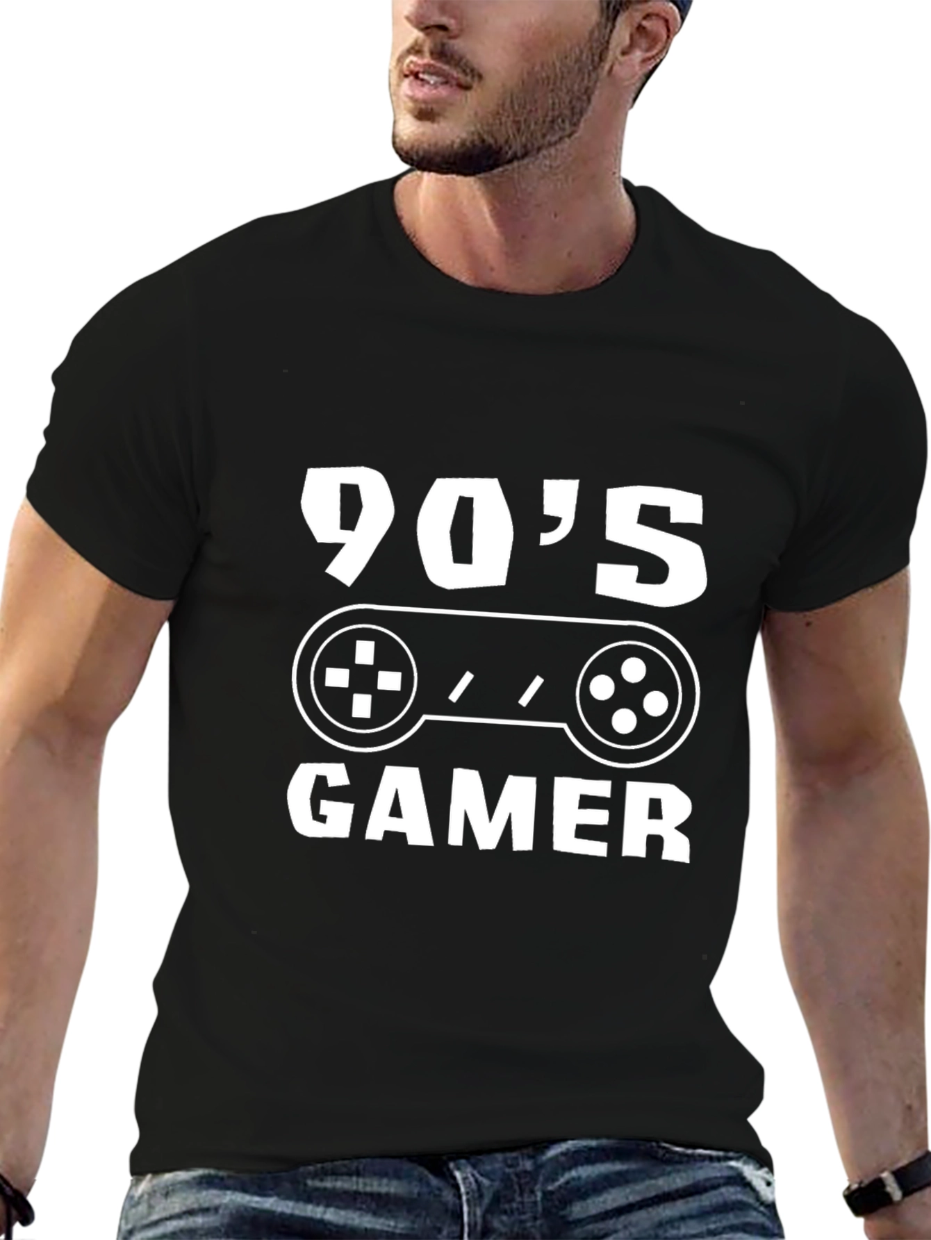 90s Gamer Black T-Shirt - Retro Gaming Style