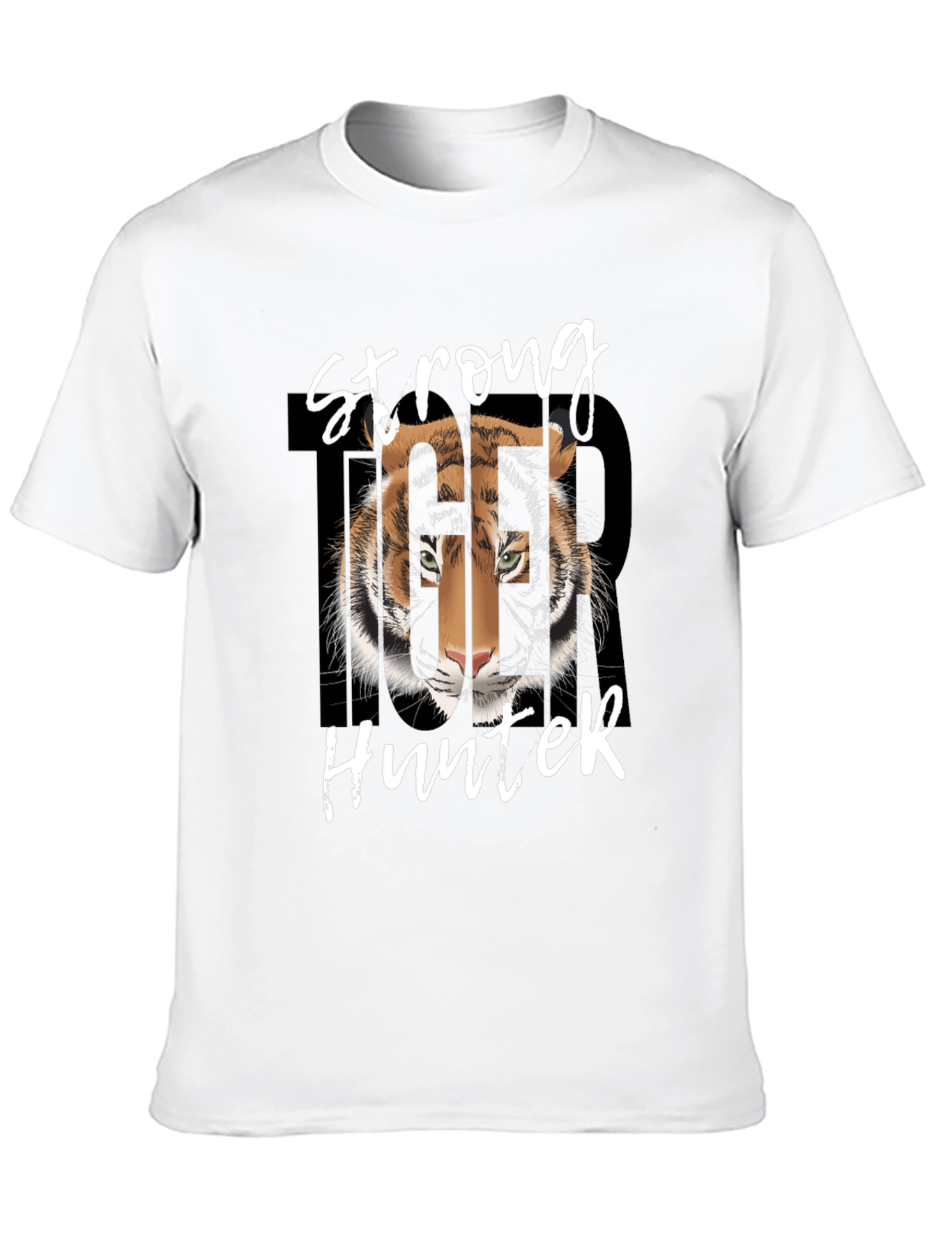 Strong Hunter Tiger Graphic Tee - Black Cotton T-Shirt