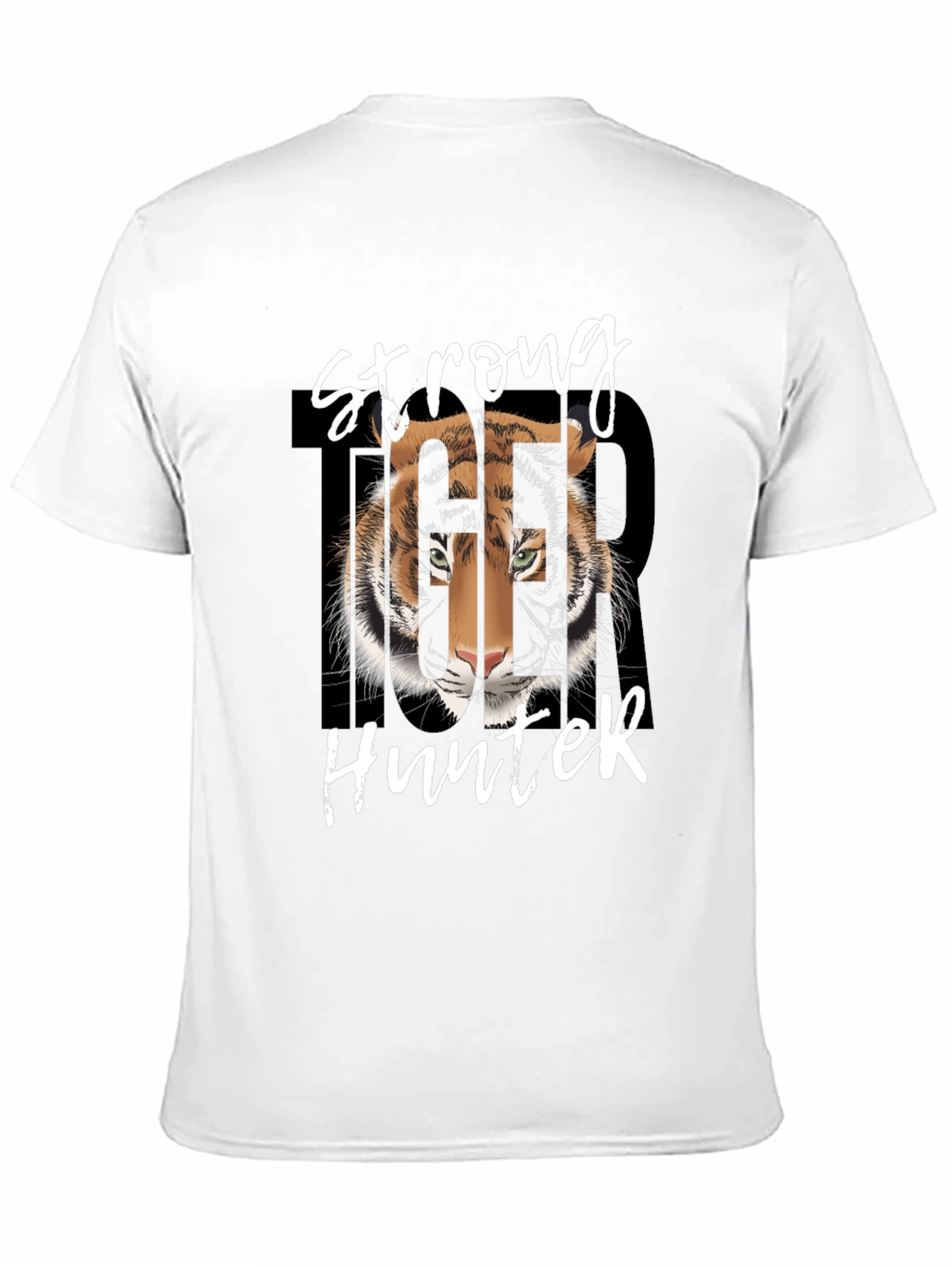 Strong Hunter Tiger Graphic Tee - Black Cotton T-Shirt