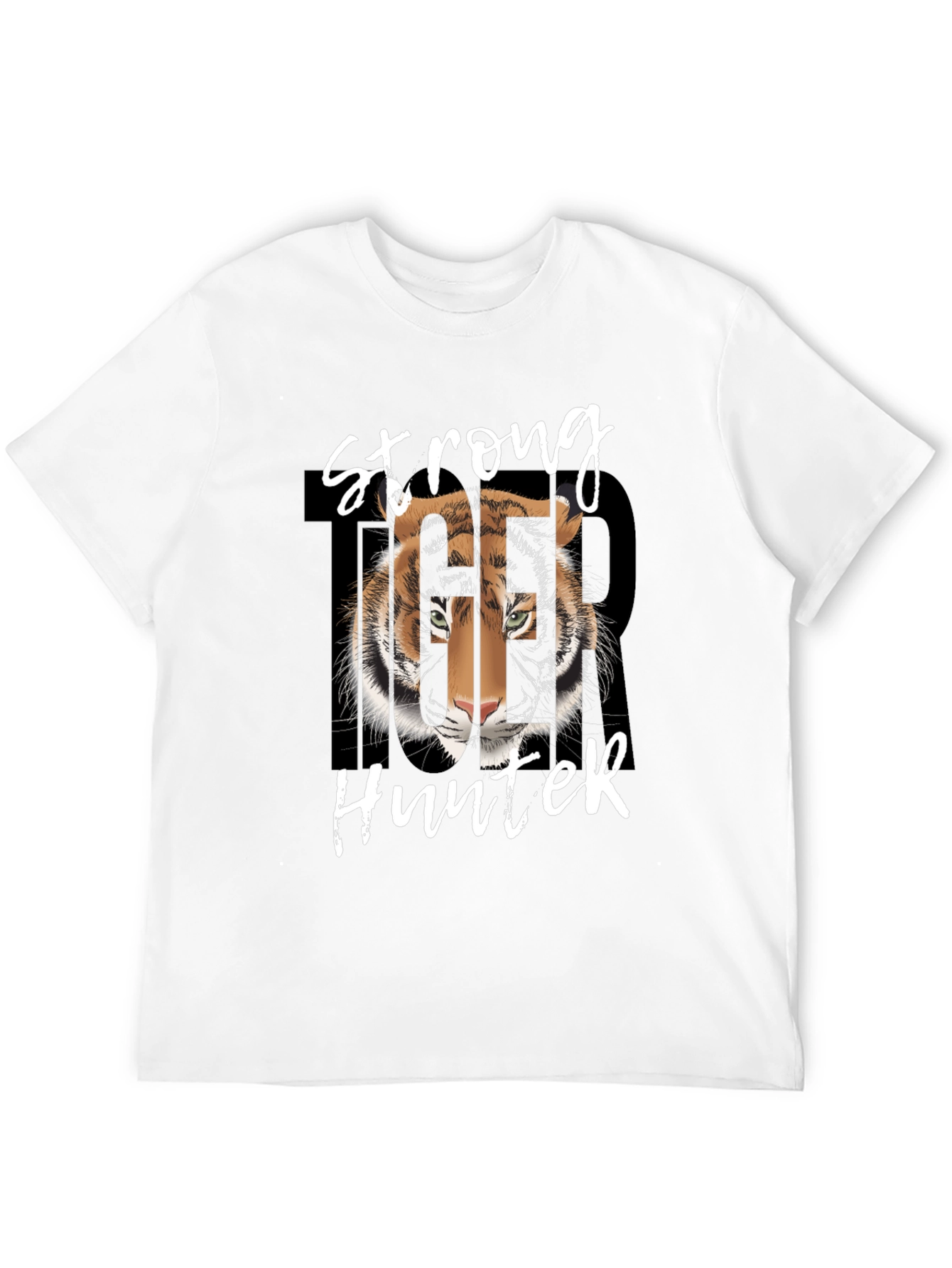 Strong Hunter Tiger Graphic Tee - Black Cotton T-Shirt