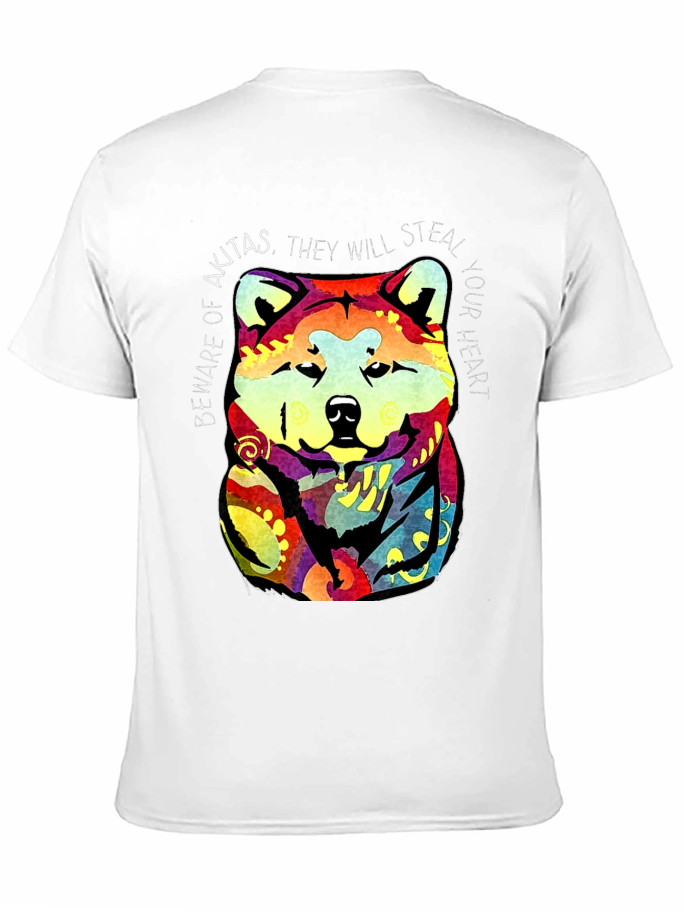 Akita Dog Graphic Print Crew Neck T-Shirt