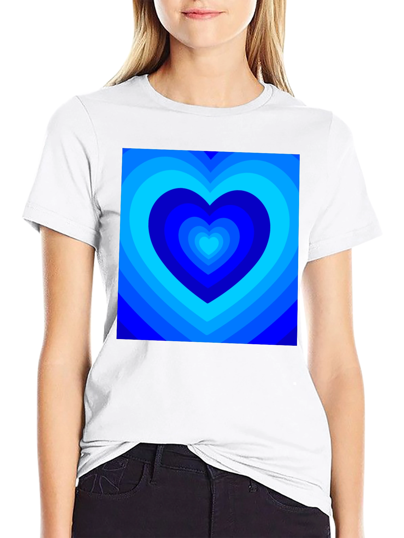 Blue Hearts Graphic Tee - Modern Design