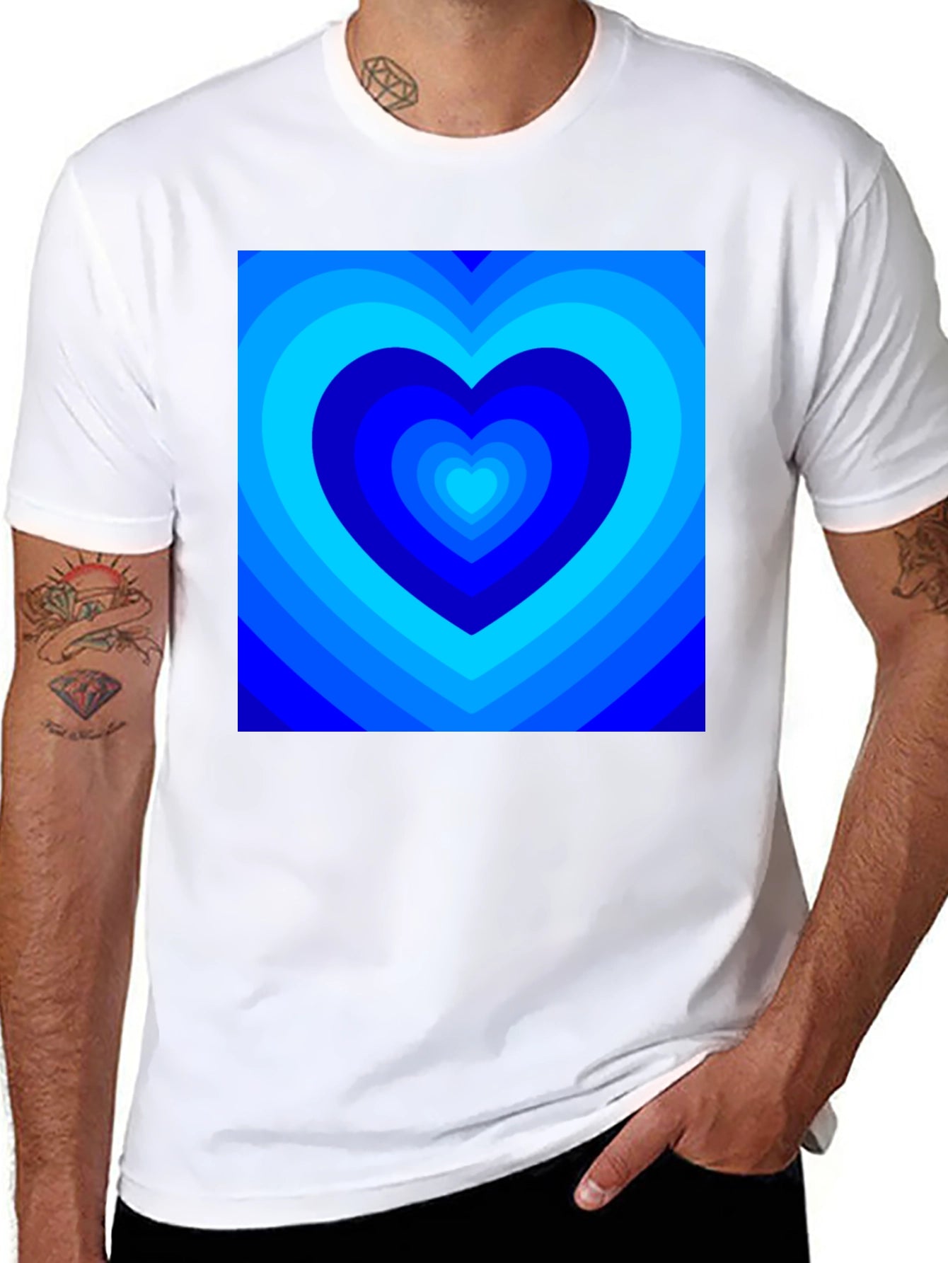 Blue Hearts Graphic Tee - Modern Design