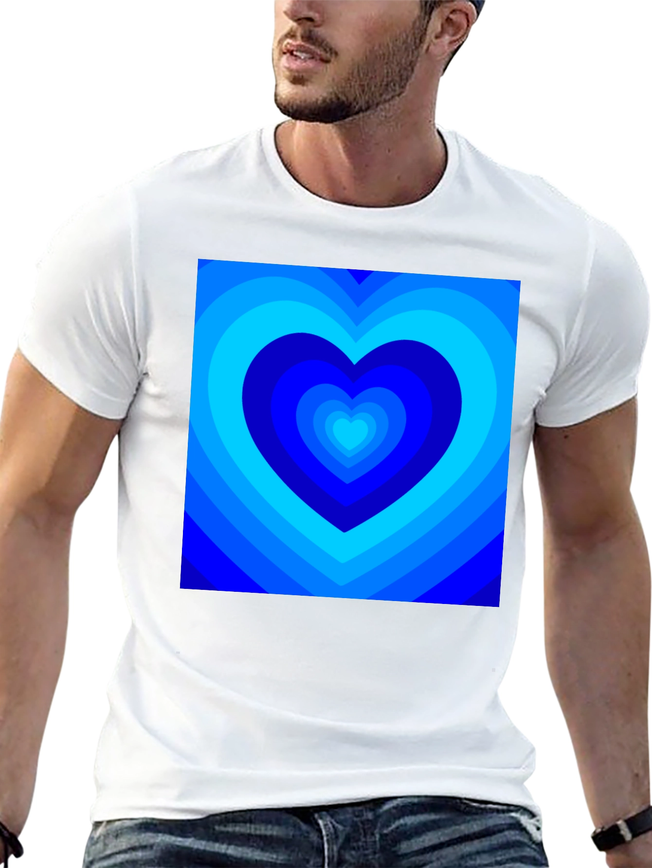 Blue Hearts Graphic Tee - Modern Design