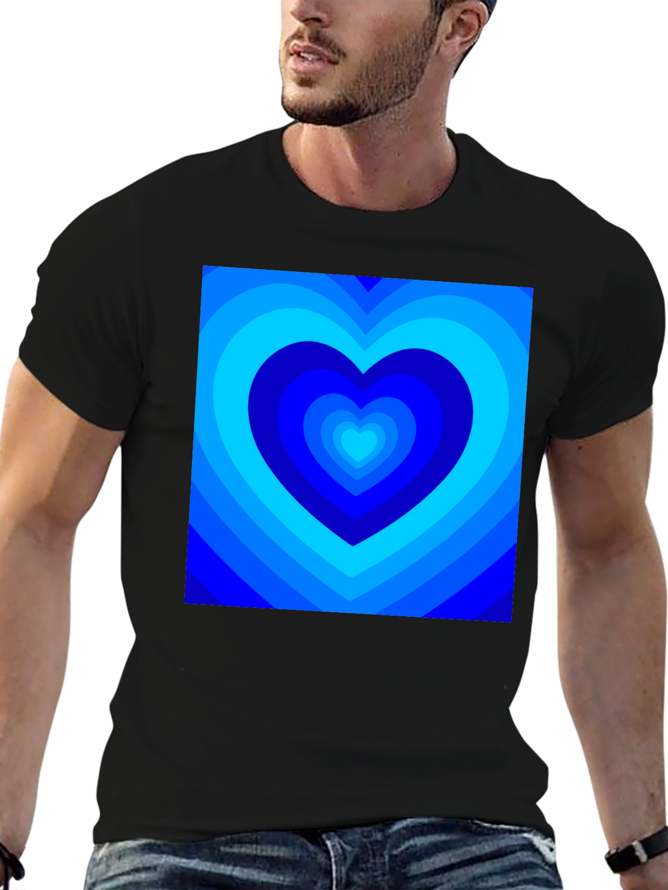 Blue Hearts Graphic Tee - Modern Design