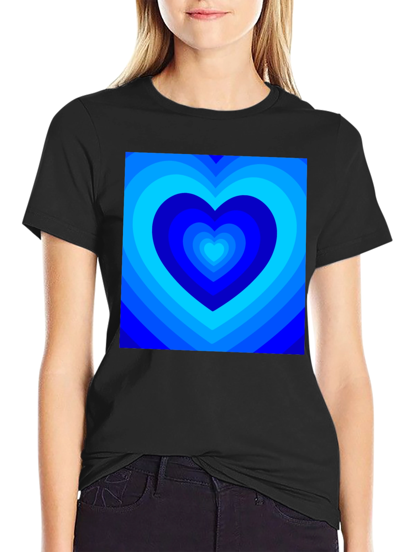Blue Hearts Graphic Tee - Modern Design