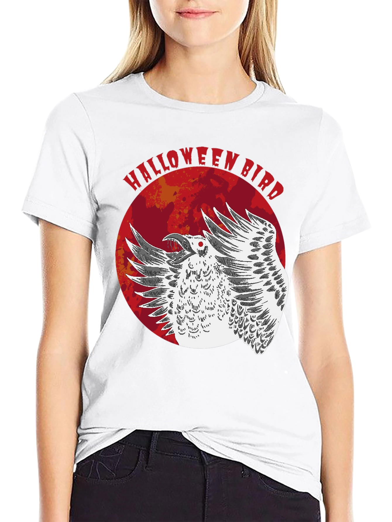 Halloween Bird Graphic T-Shirt