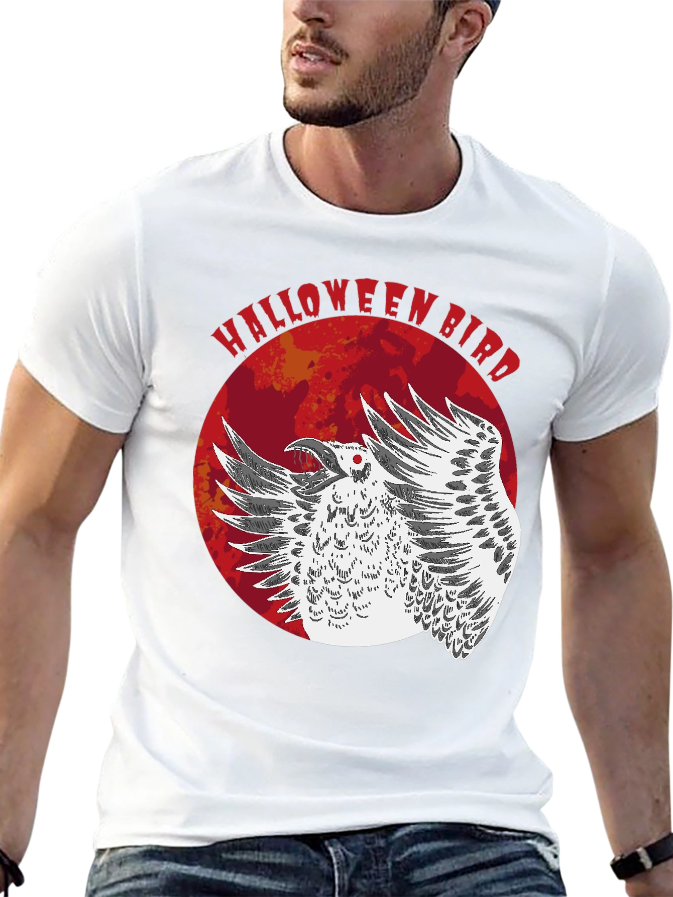 Halloween Bird Graphic T-Shirt
