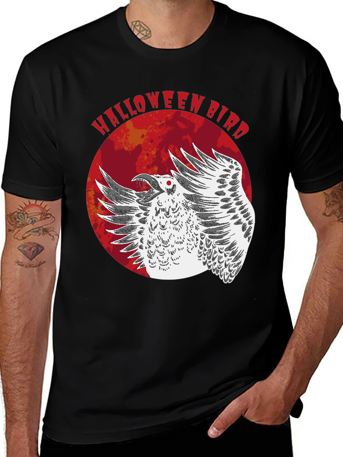 Halloween Bird Graphic T-Shirt