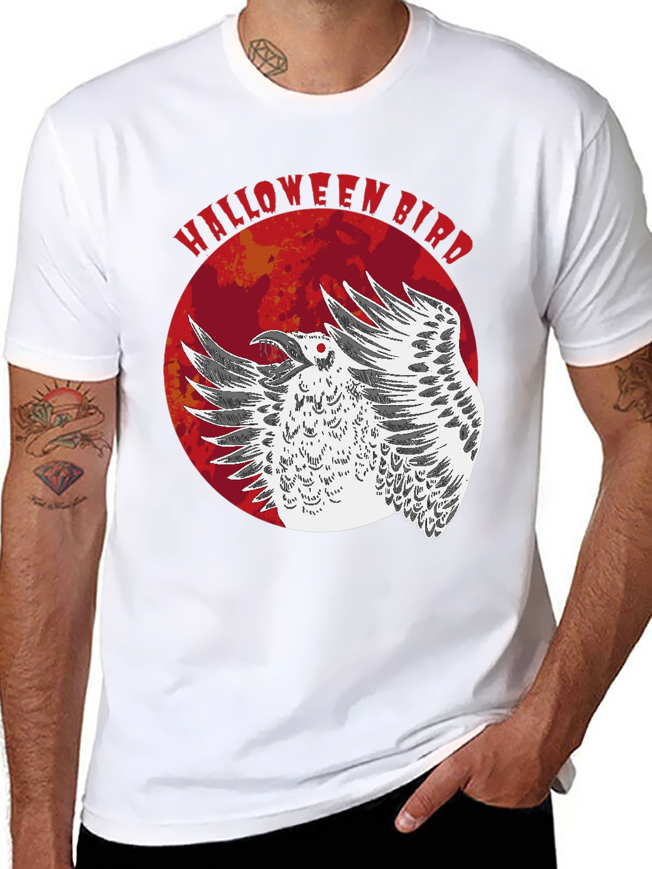 Halloween Bird Graphic T-Shirt