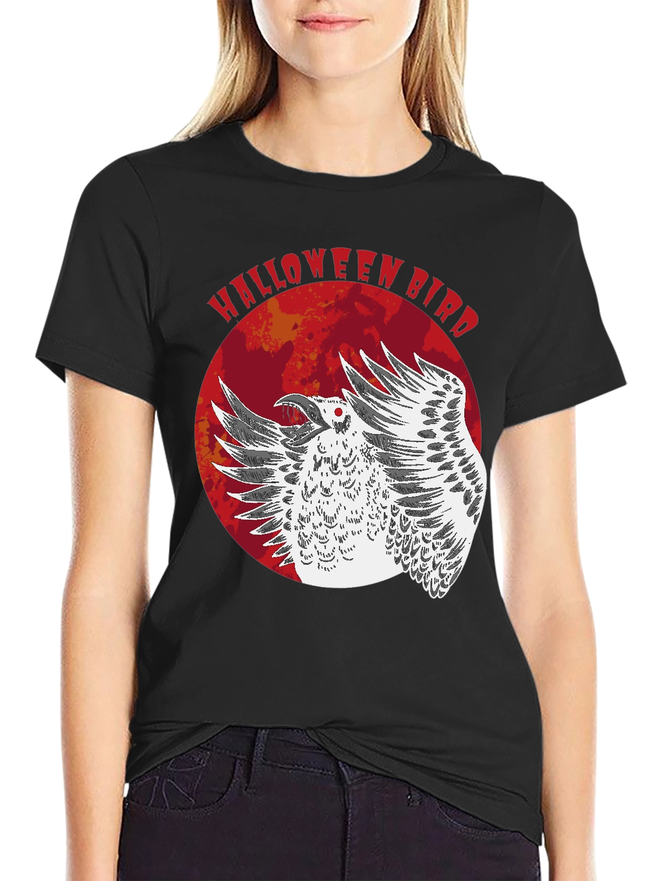 Halloween Bird Graphic T-Shirt