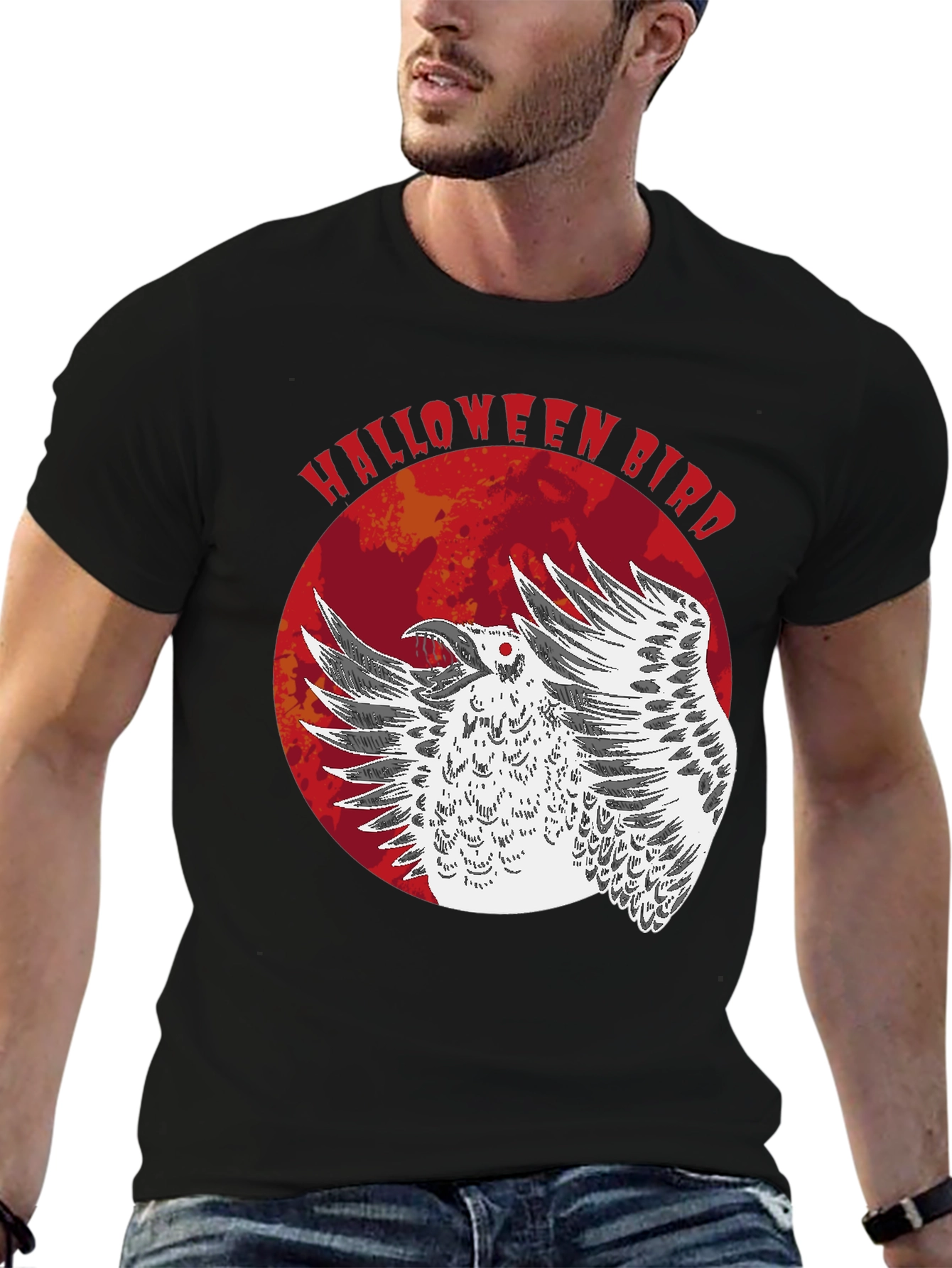 Halloween Bird Graphic T-Shirt