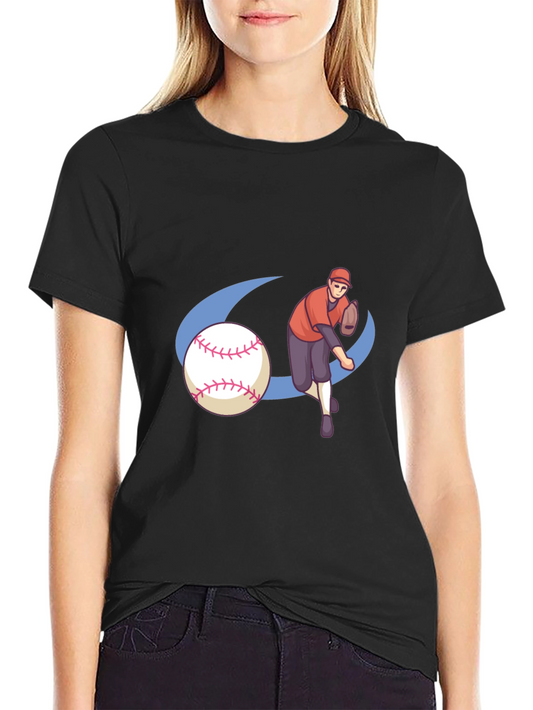 Baseball Player Graphic Black T-Shirt