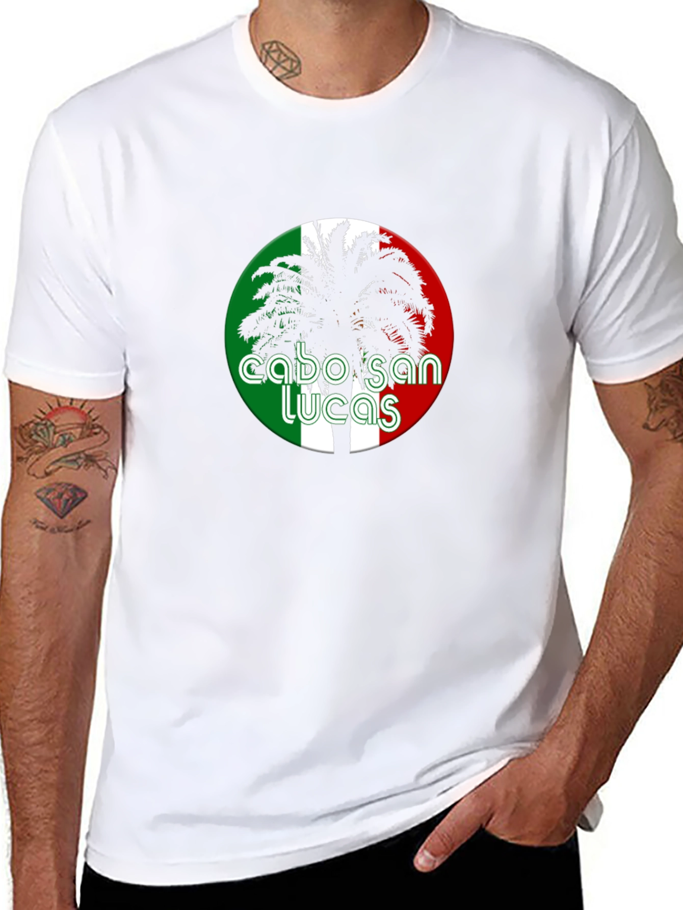Cabo San Lucas Palm Tree Graphic Black T-Shirt