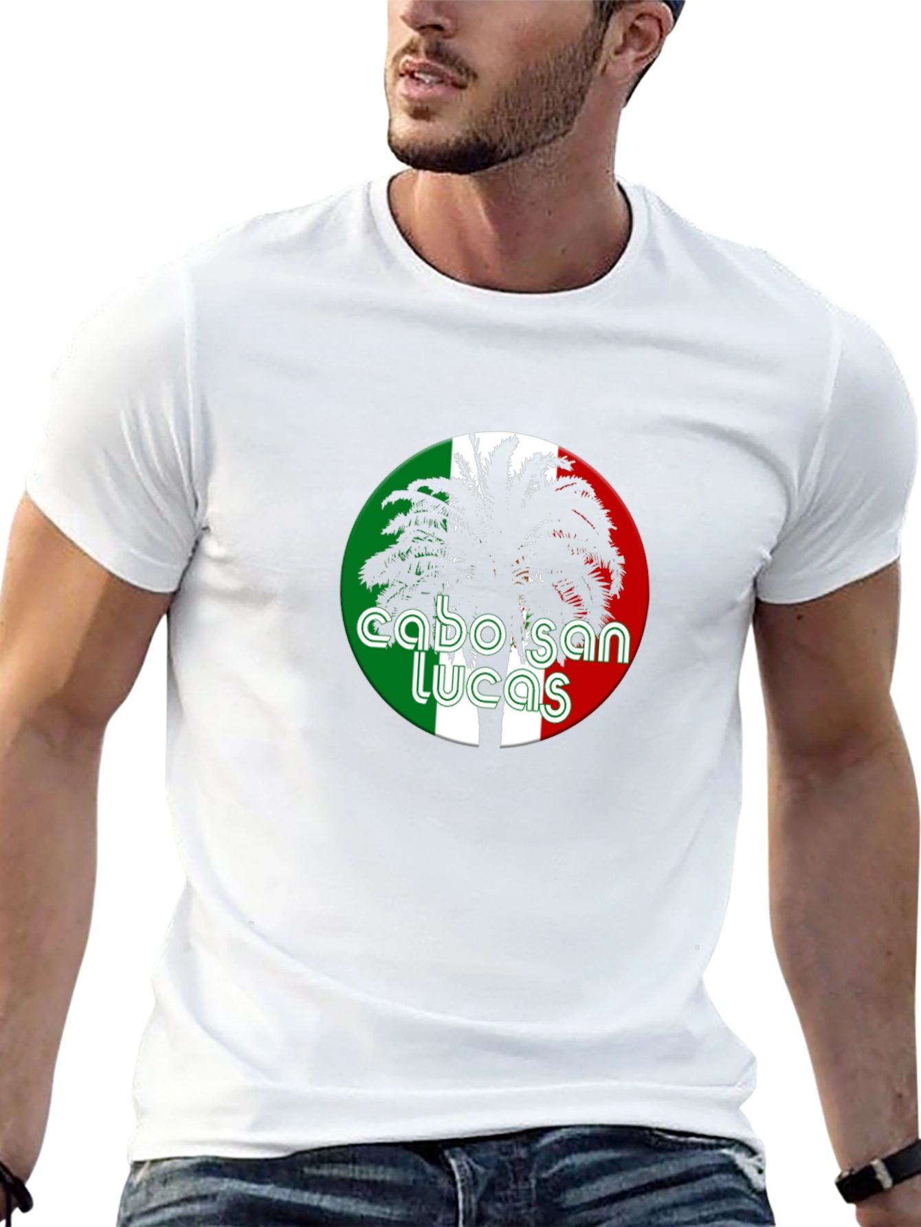 Cabo San Lucas Palm Tree Graphic Black T-Shirt