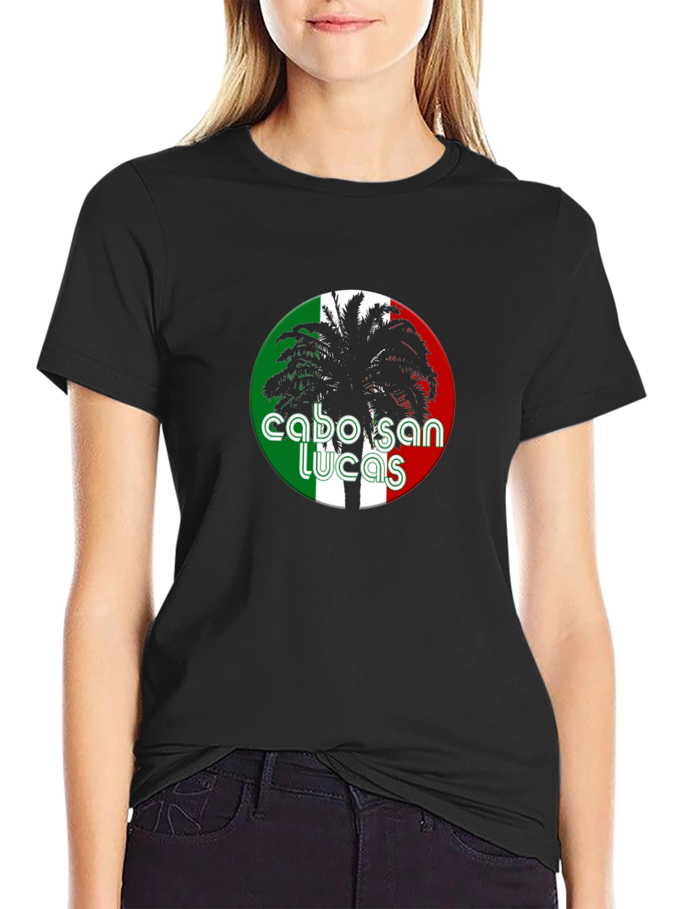 Cabo San Lucas Palm Tree Graphic Black T-Shirt