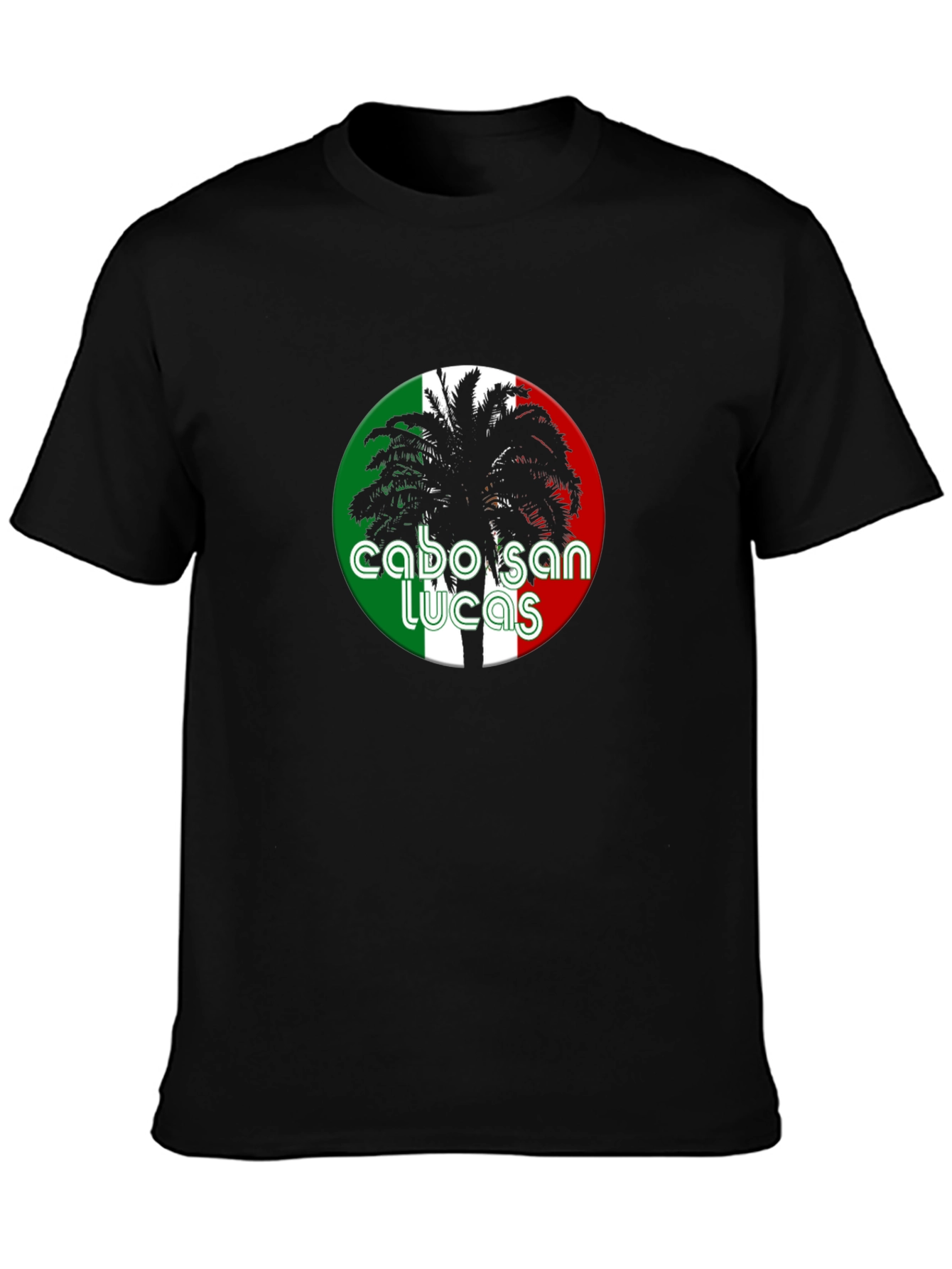 Cabo San Lucas Palm Tree Graphic Black T-Shirt