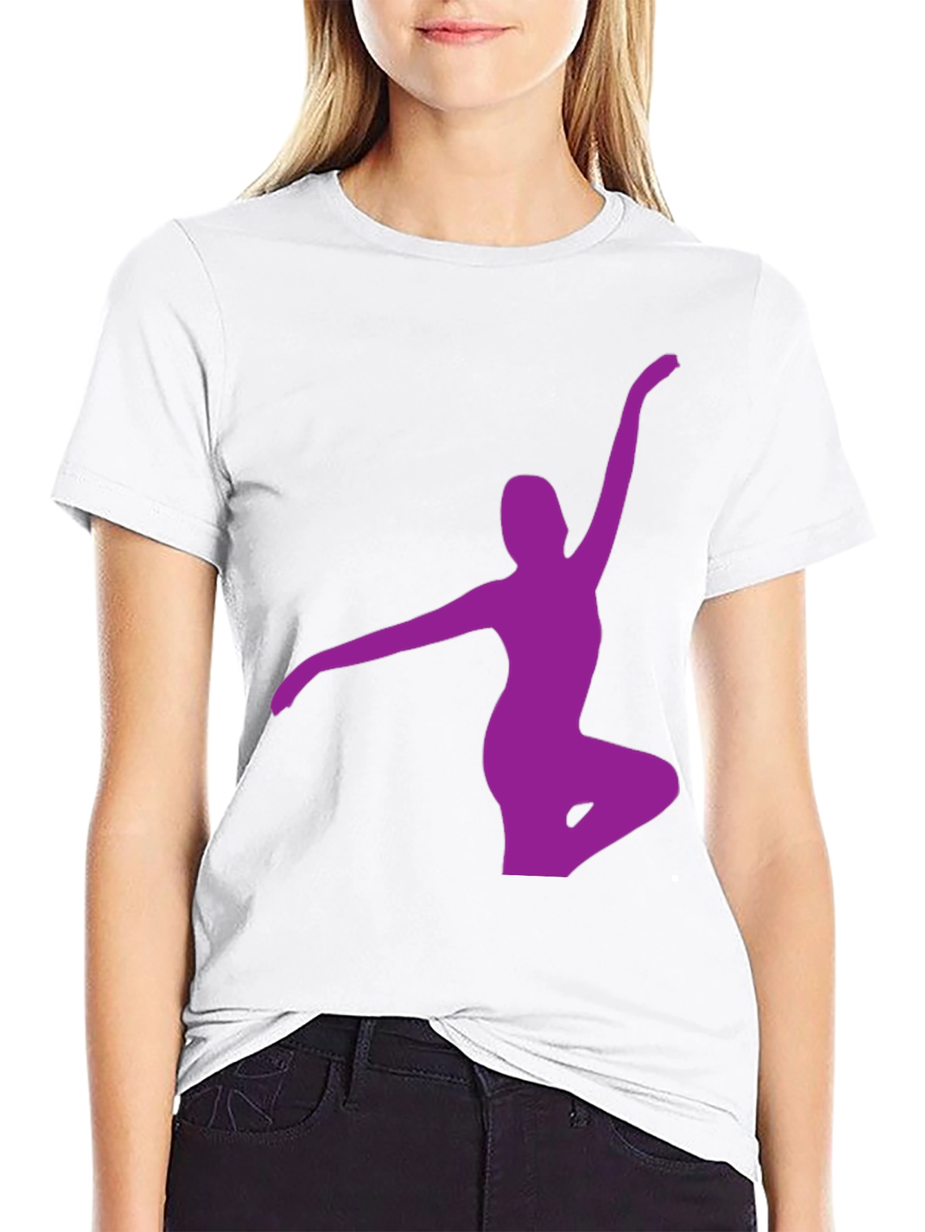 Black T-Shirt with Purple Ballerina Design