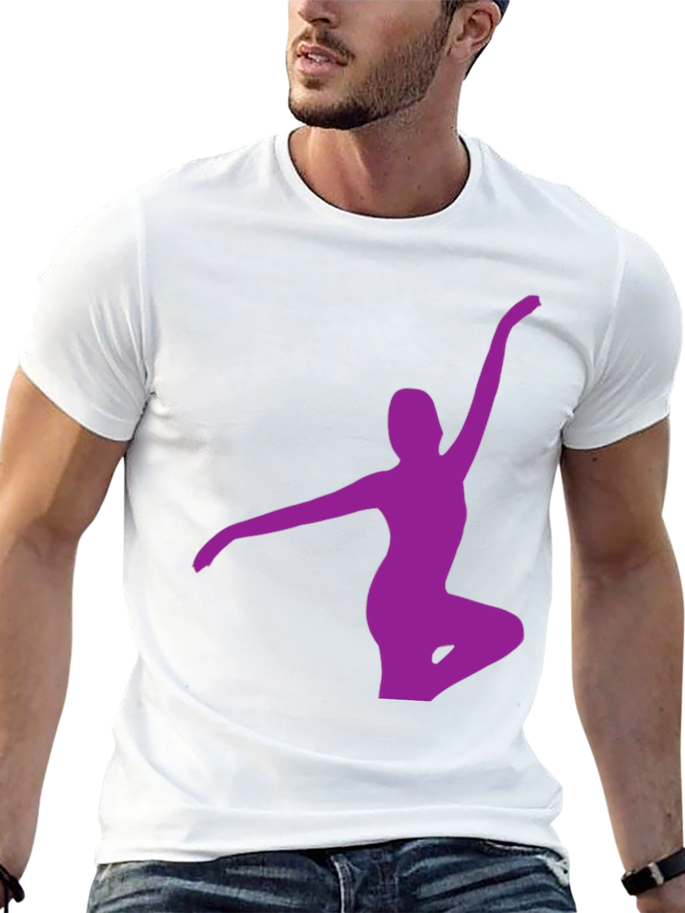 Black T-Shirt with Purple Ballerina Design