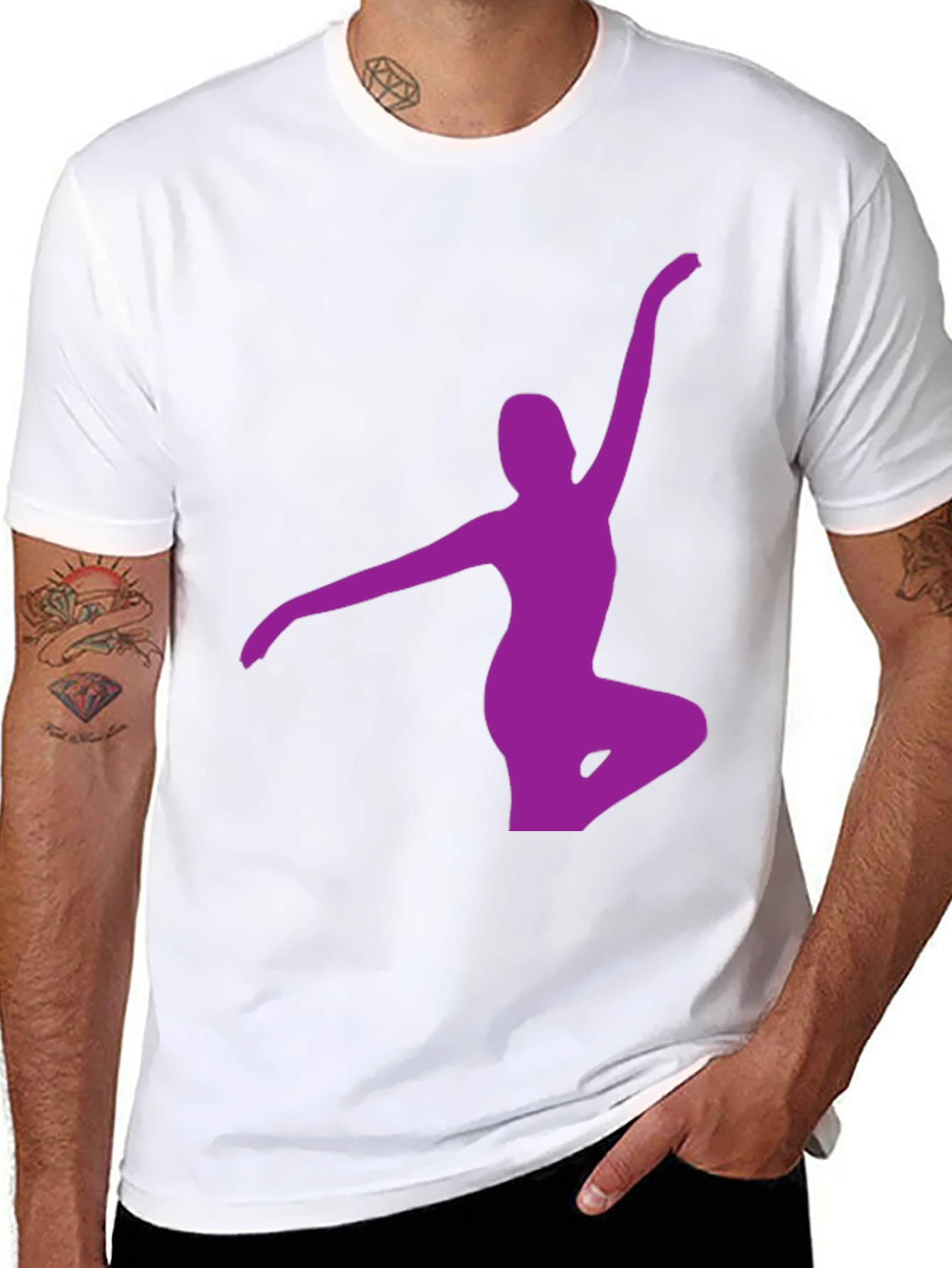 Black T-Shirt with Purple Ballerina Design