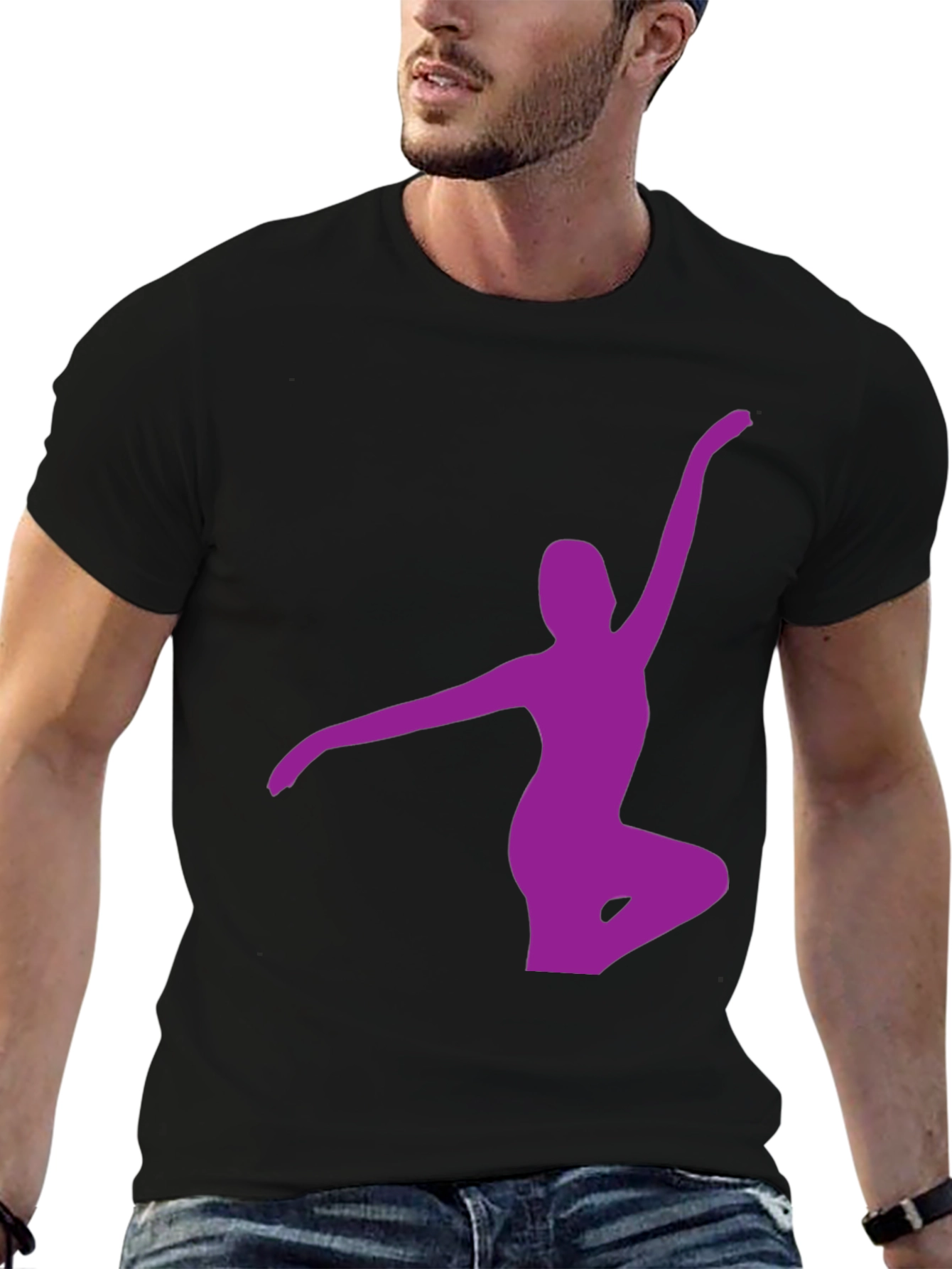 Black T-Shirt with Purple Ballerina Design