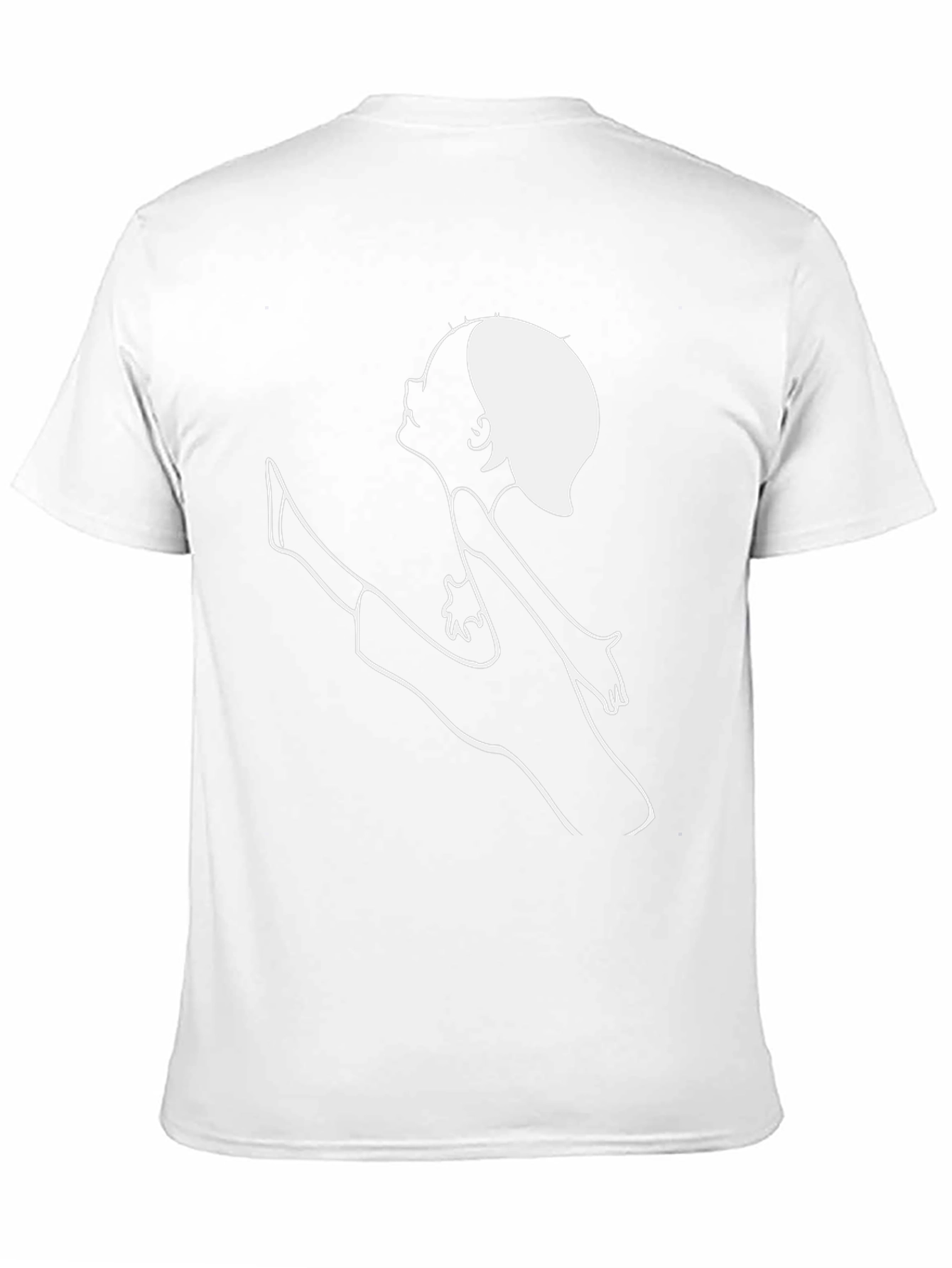 Black T-Shirt with Artistic White Line Art