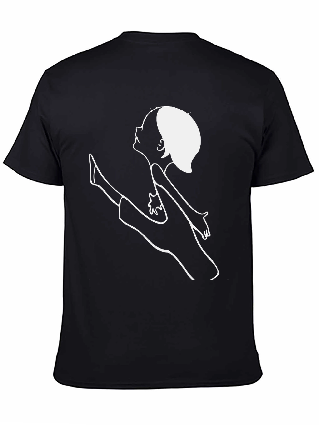Black T-Shirt with Artistic White Line Art