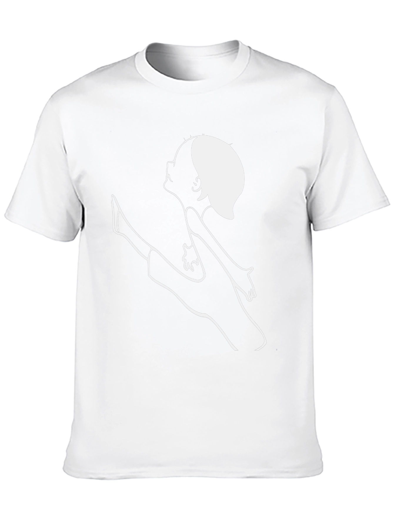 Black T-Shirt with Artistic White Line Art