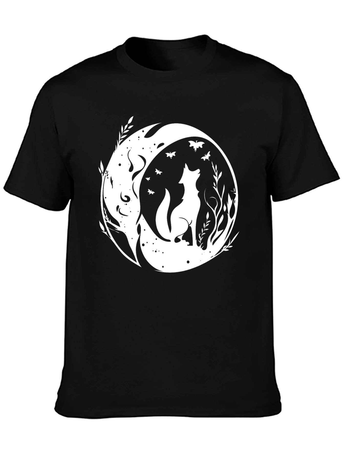 Wolf Moon Graphic Tee - Black Cotton Comfort