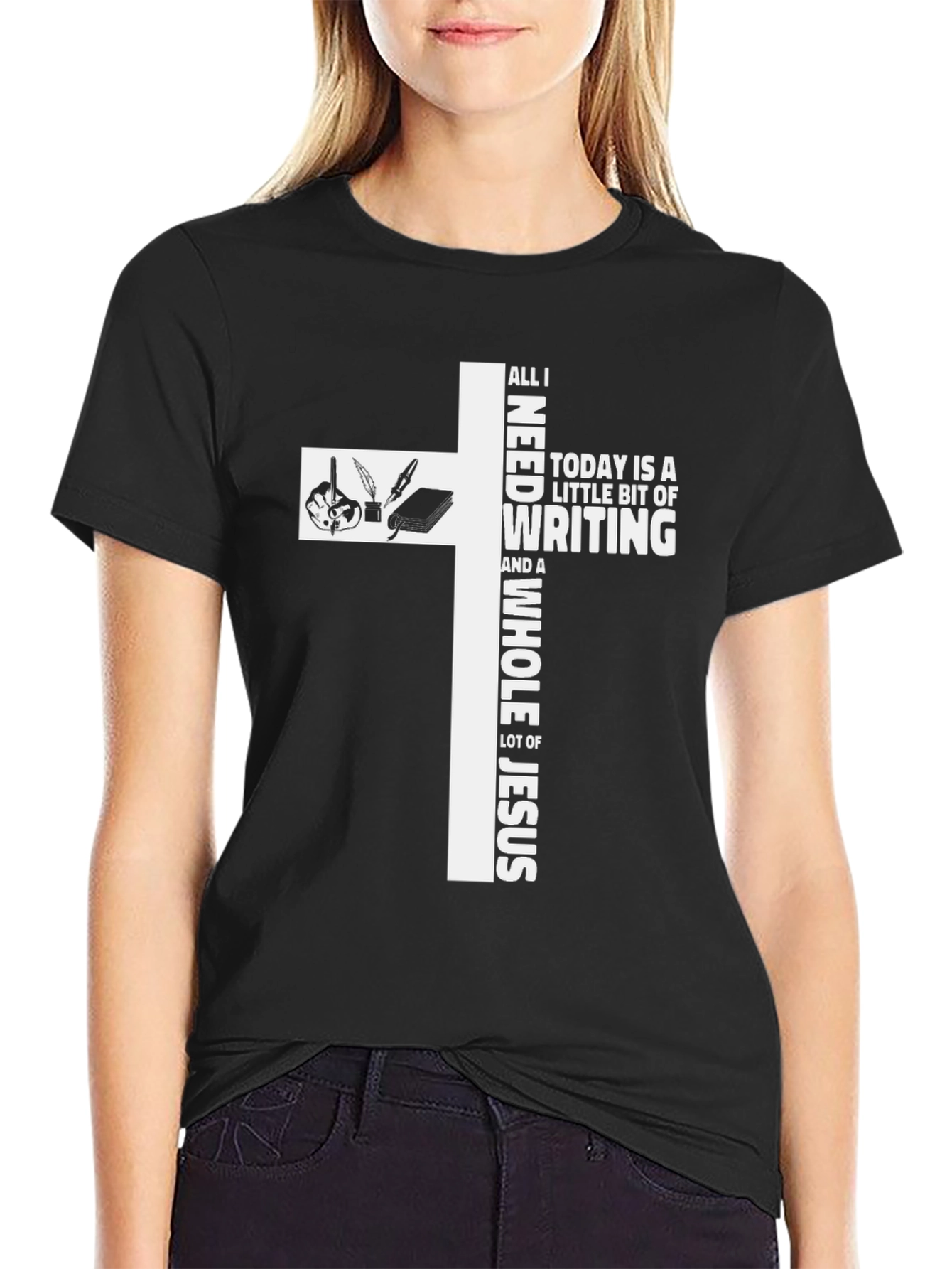 Writing and Jesus Graphic T-Shirt