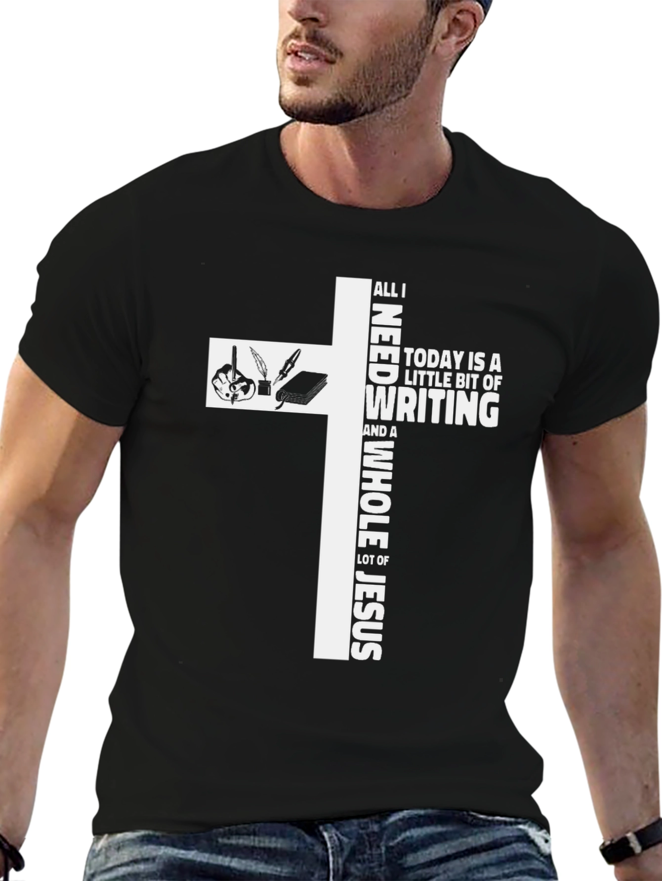 Writing and Jesus Graphic T-Shirt